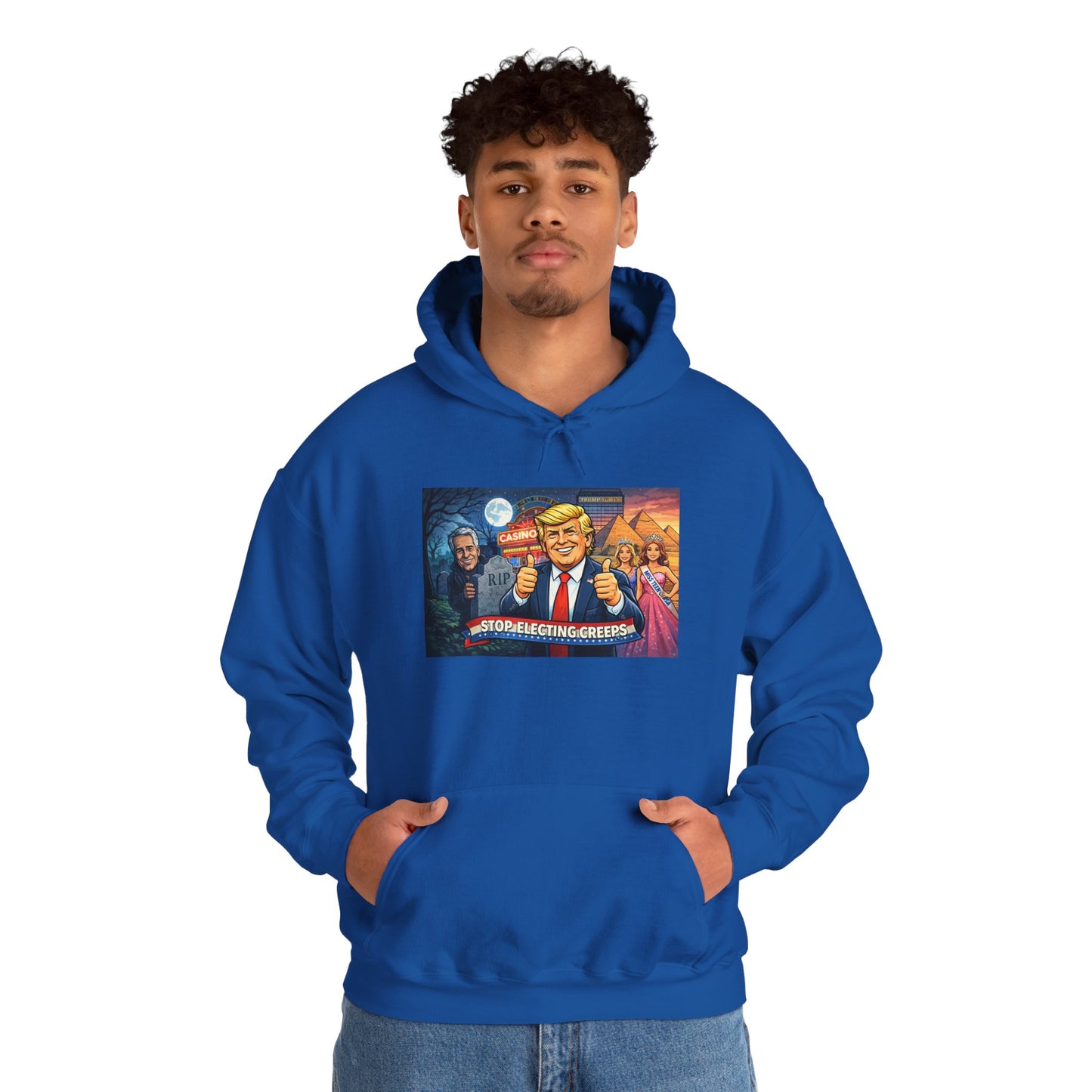 Political Hoodie — 'Make America Grateful' Cartoon Trump & Supporters Graphic Hoodie
