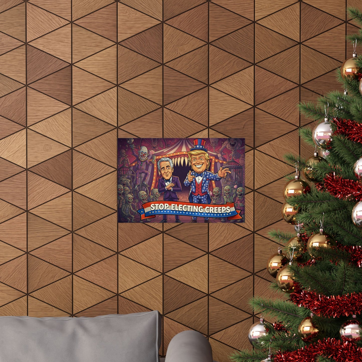 Stop Electing Creeps Matte Horizontal Poster — Political Satire Carnival Art
