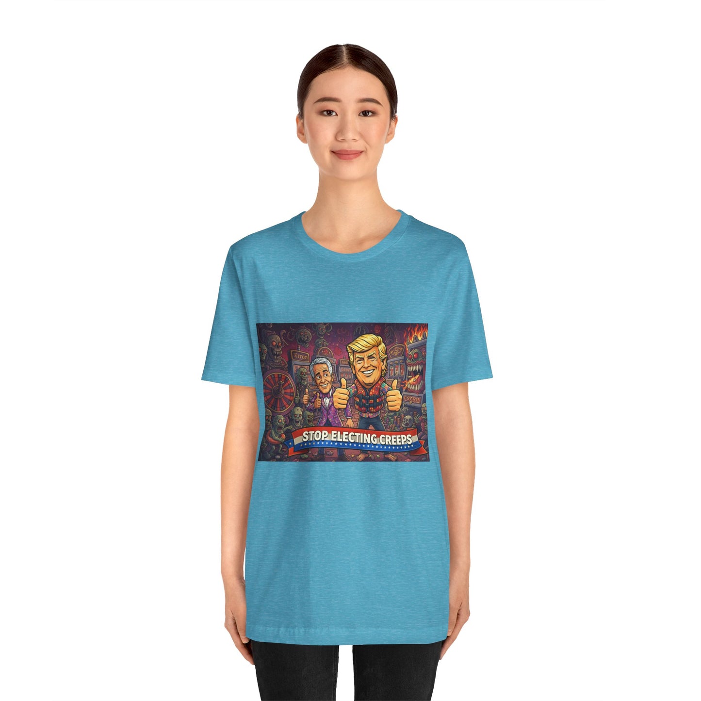 Political Satire Tee — "Stop Electing Creeps" Graphic Shirt