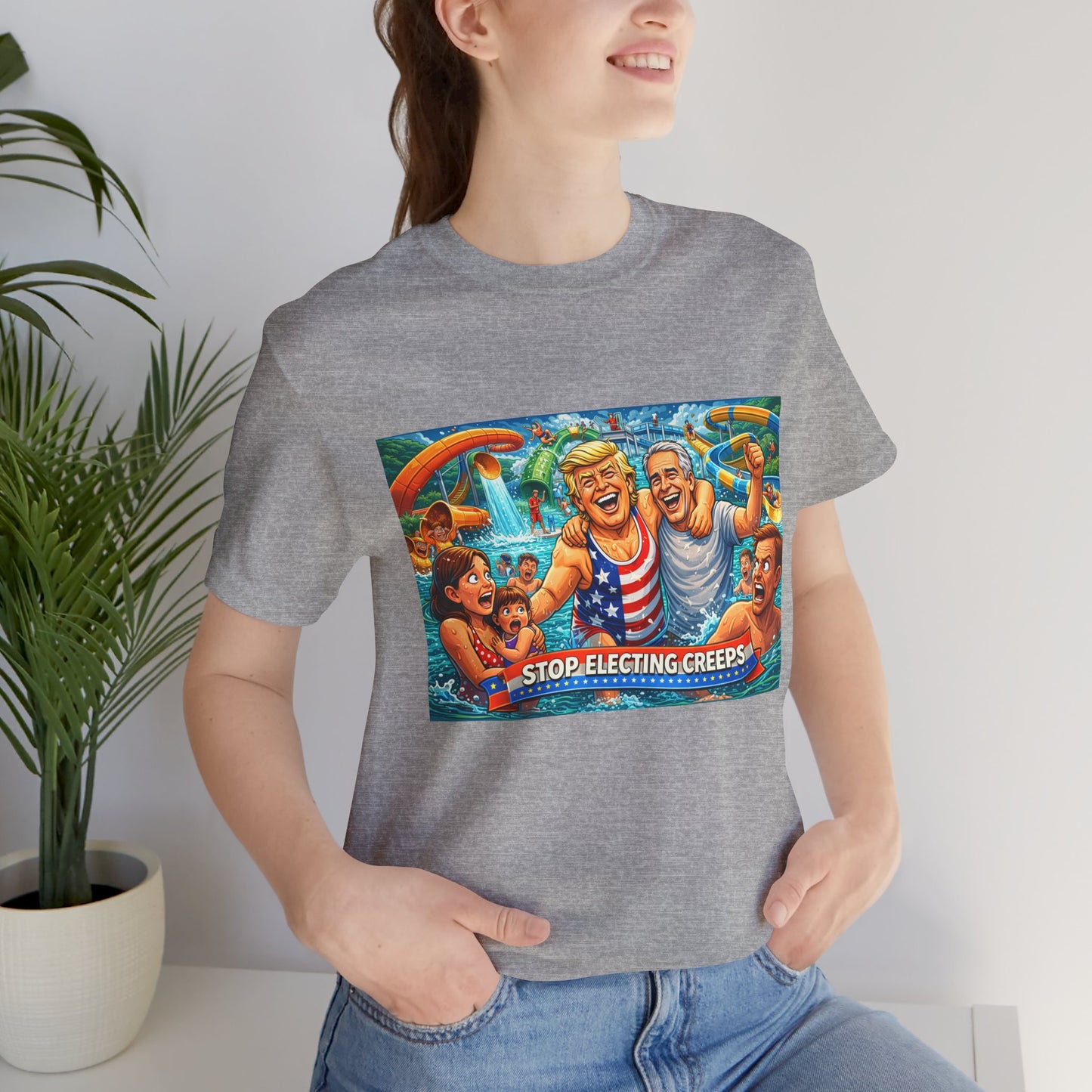 T‑Shirt — "Stop Fleecing Creeps" Beach Party Graphic Tee