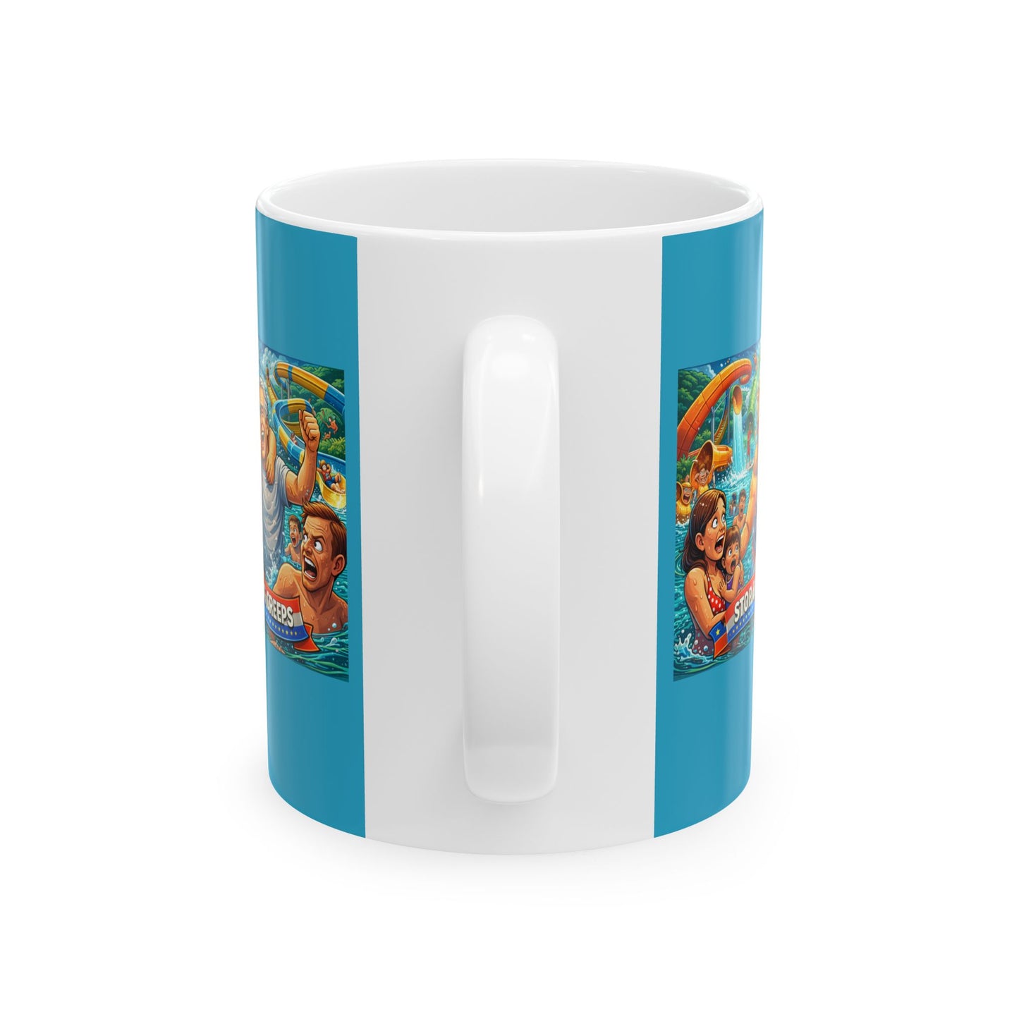 Beach Day Ceramic Mug — Retro Surfing Cartoon Design (11oz & 15oz)