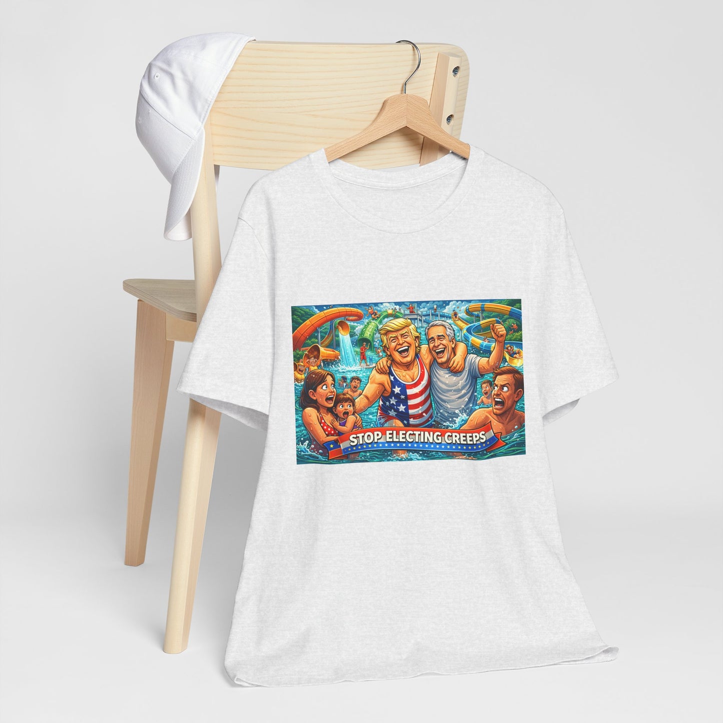T‑Shirt — "Stop Fleecing Creeps" Beach Party Graphic Tee
