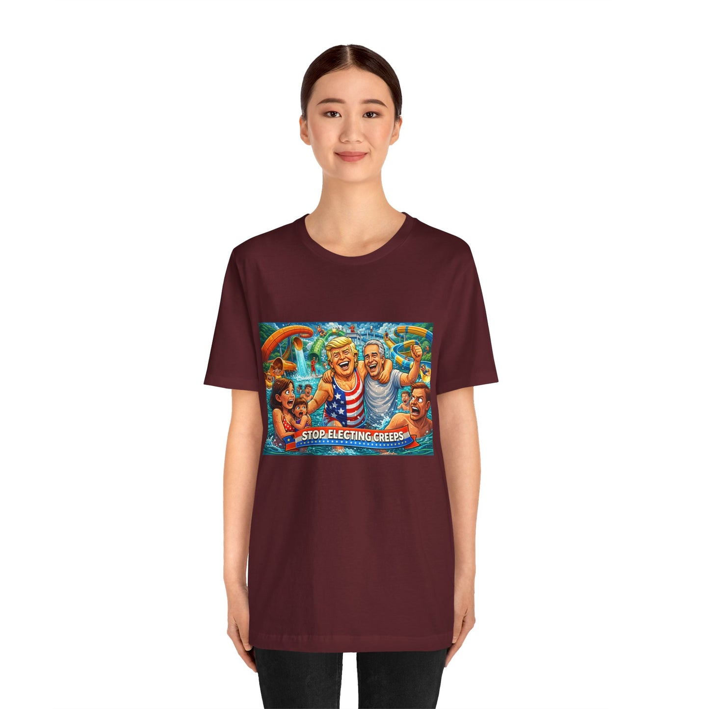 T‑Shirt — "Stop Fleecing Creeps" Beach Party Graphic Tee