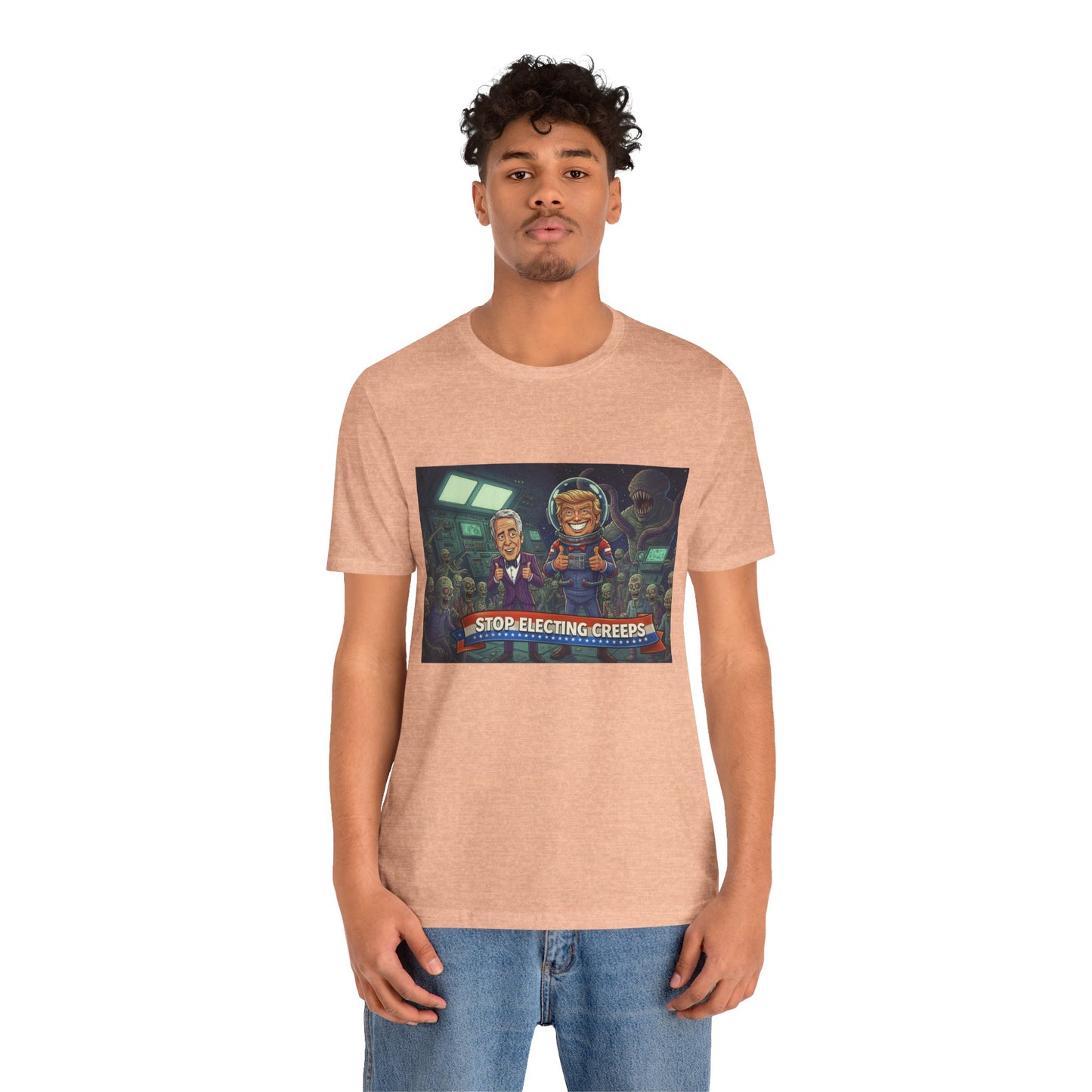 Political Satire Tee — “Stop Electing Creeps” Graphic Shirt