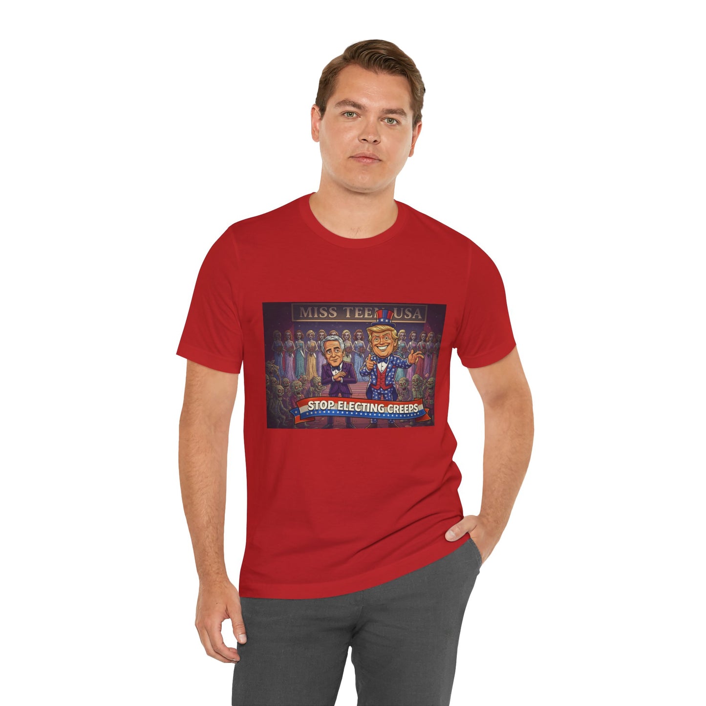 Political Satire Tee – "Stop Electing Creeps" Graphic Shirt