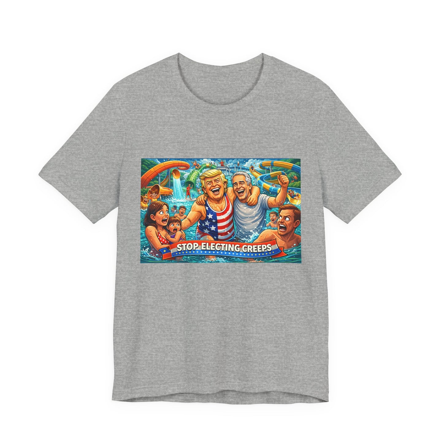 T‑Shirt — "Stop Fleecing Creeps" Beach Party Graphic Tee