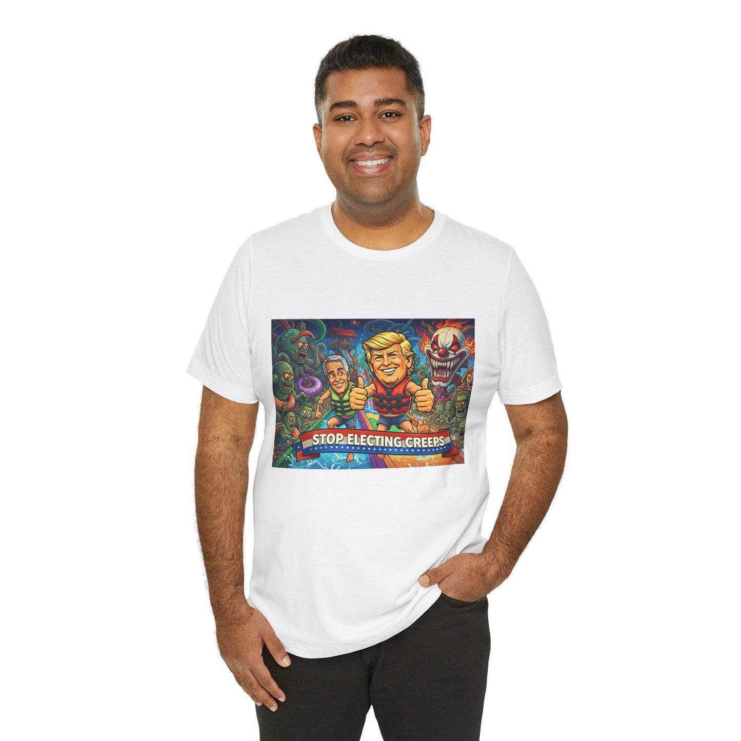 Political Graphic Tee — "Stop Electing Creeps" Bold Protest T‑Shirt