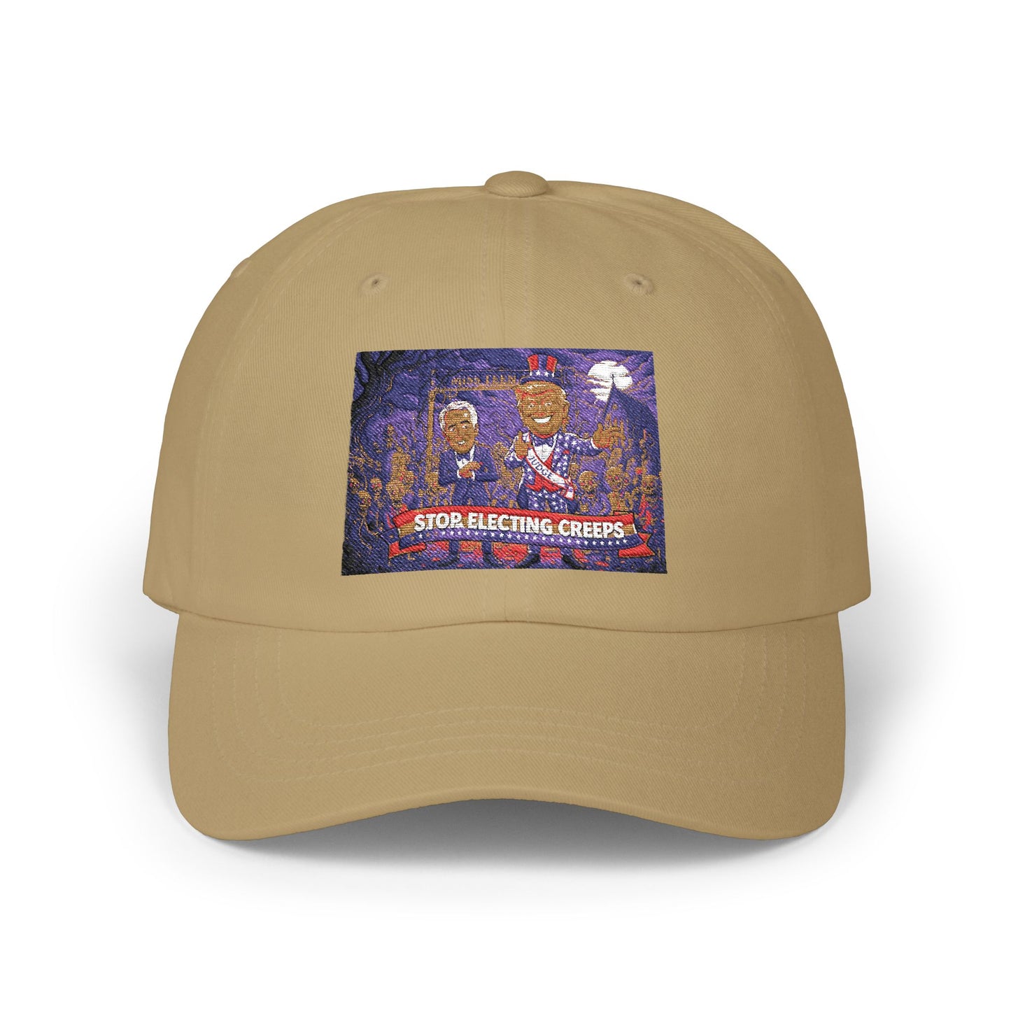 Classic Dad Cap — Retro Cartoon 'Stop Electing Creeps' Embroidered Baseball Hat