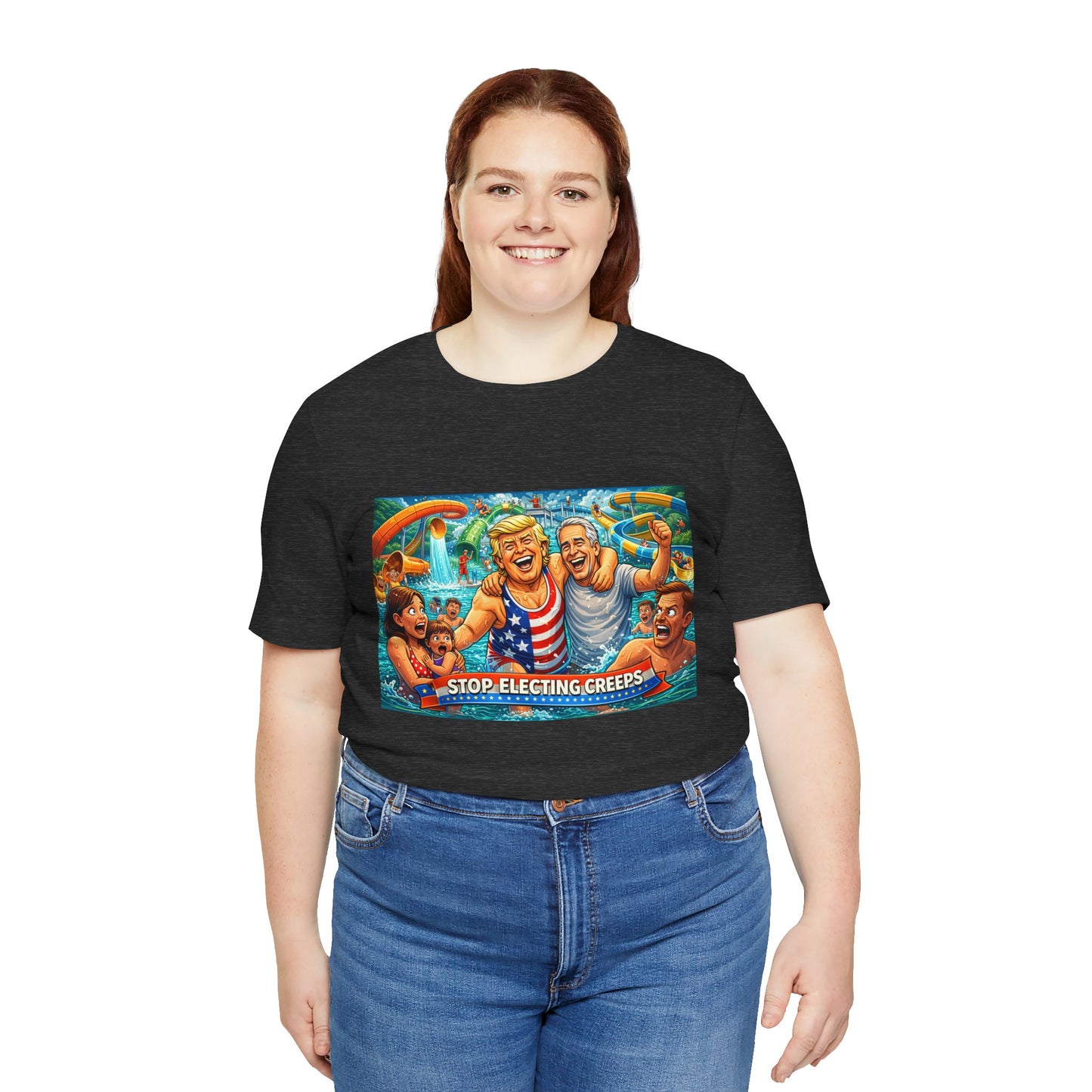 T‑Shirt — "Stop Fleecing Creeps" Beach Party Graphic Tee
