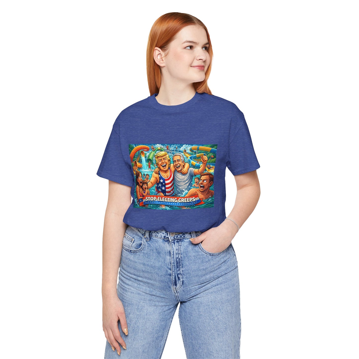 T‑Shirt — "Stop Fleecing Creeps" Beach Party Graphic Tee