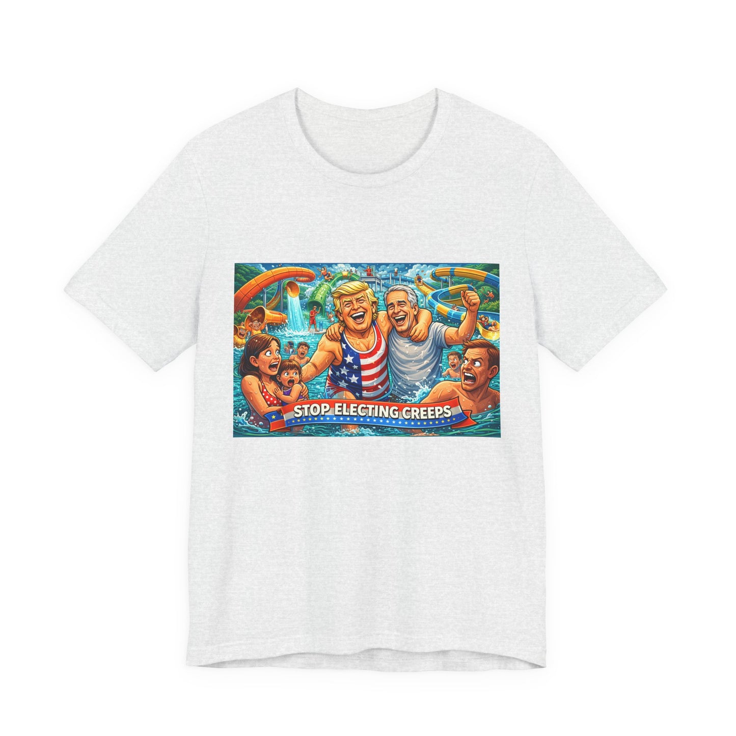 T‑Shirt — "Stop Fleecing Creeps" Beach Party Graphic Tee