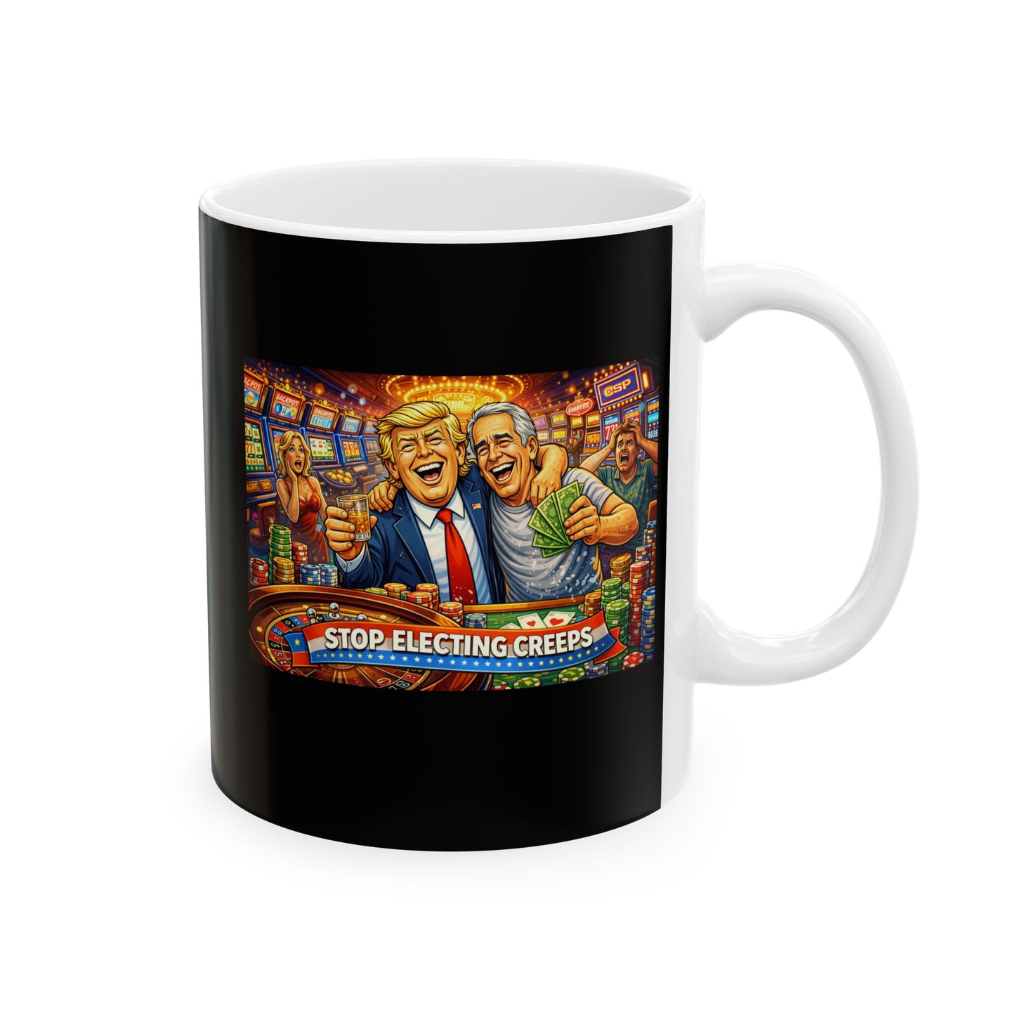 Gamer Arcade Ceramic Mug — Retro Slot Machine Art Coffee Cup (11oz & 15oz)
