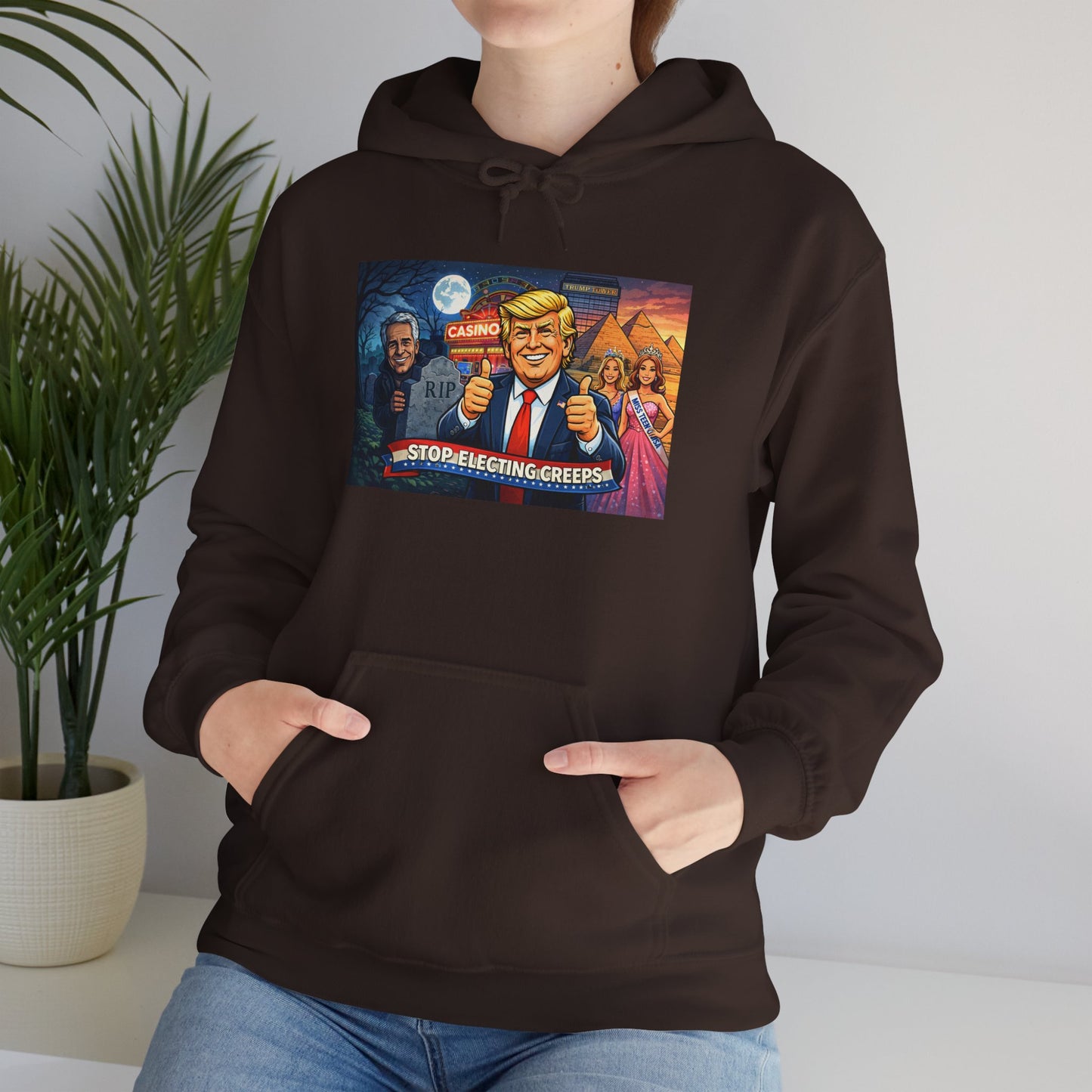 Political Hoodie — 'Make America Grateful' Cartoon Trump & Supporters Graphic Hoodie