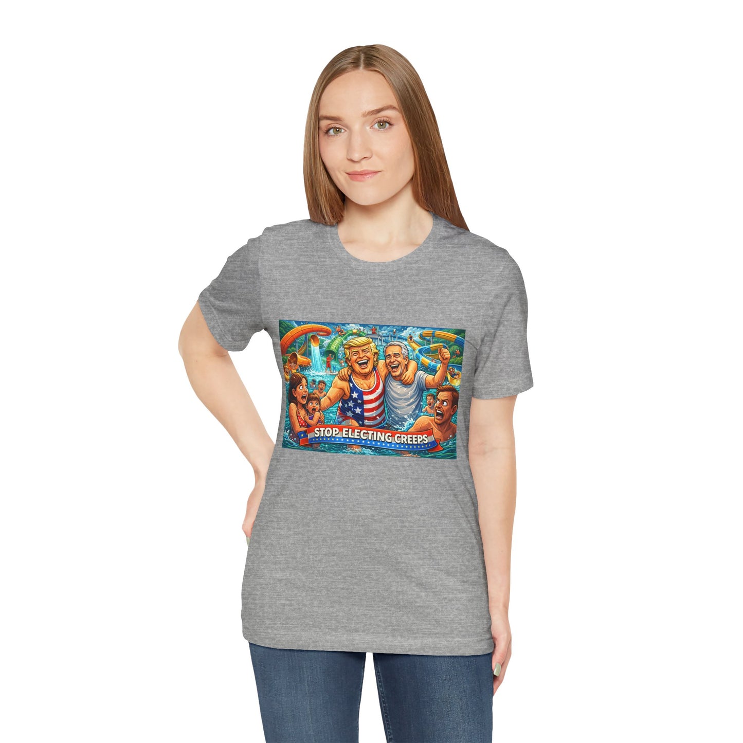 T‑Shirt — "Stop Fleecing Creeps" Beach Party Graphic Tee