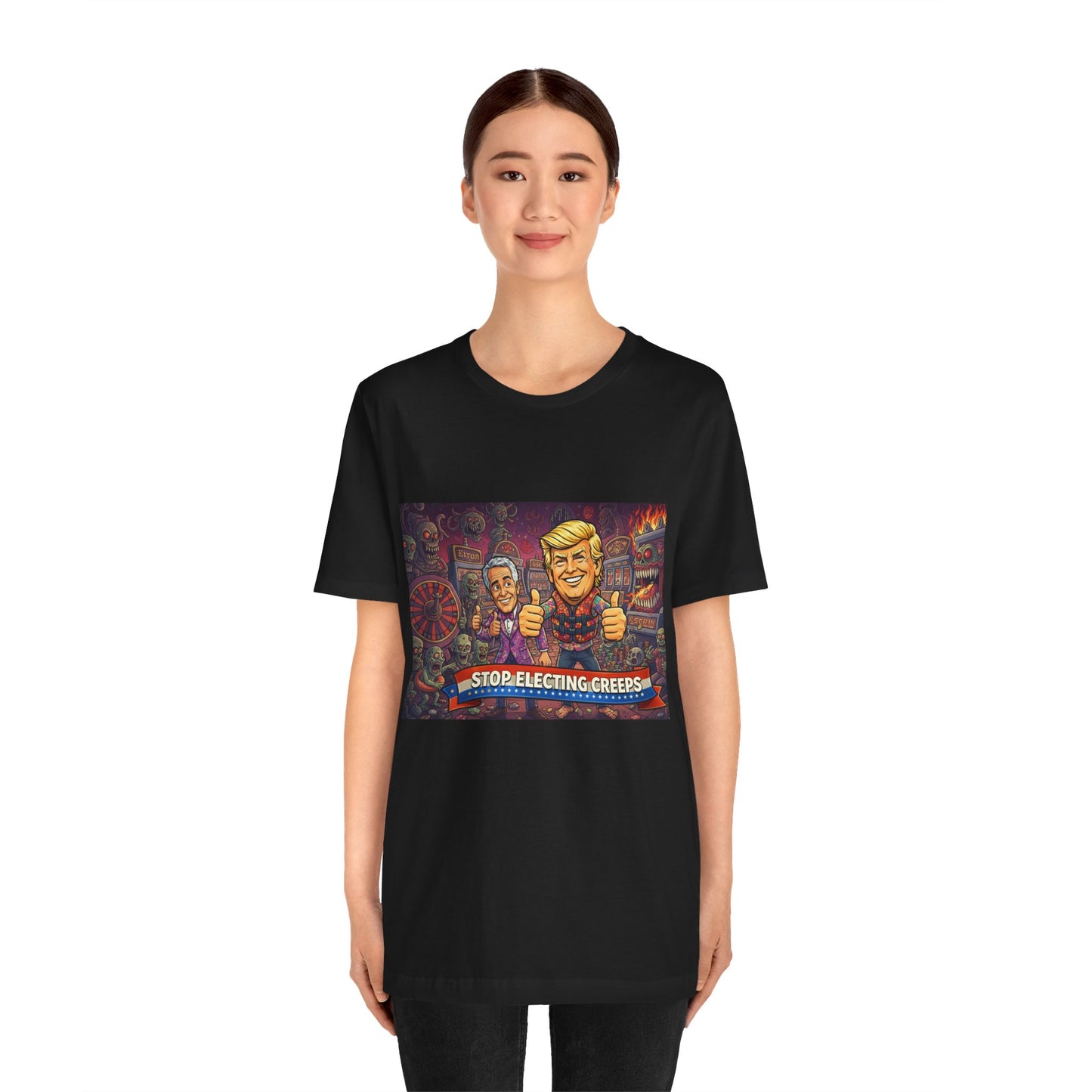 Political Satire Tee — "Stop Electing Creeps" Graphic Shirt