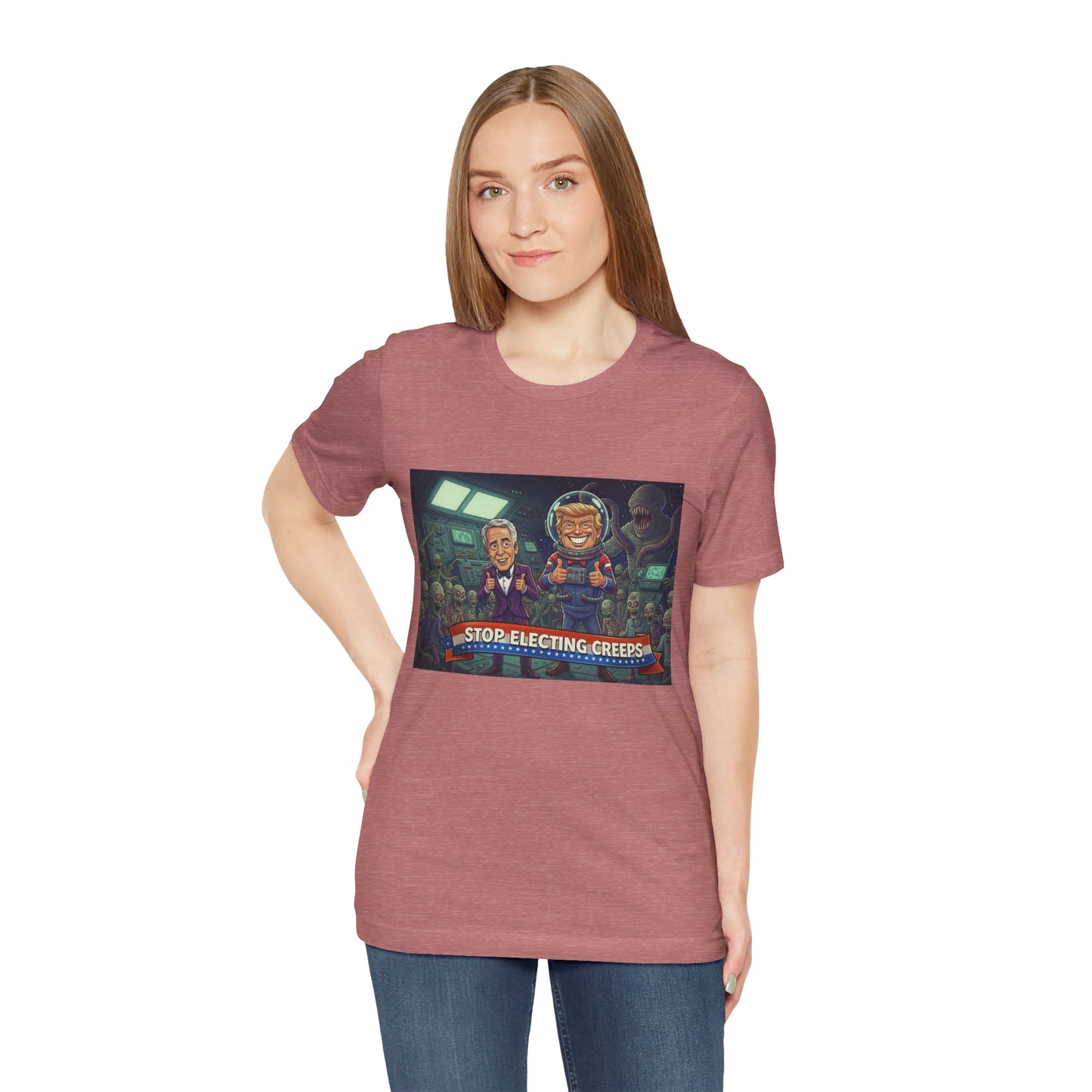 Political Satire Tee — “Stop Electing Creeps” Graphic Shirt