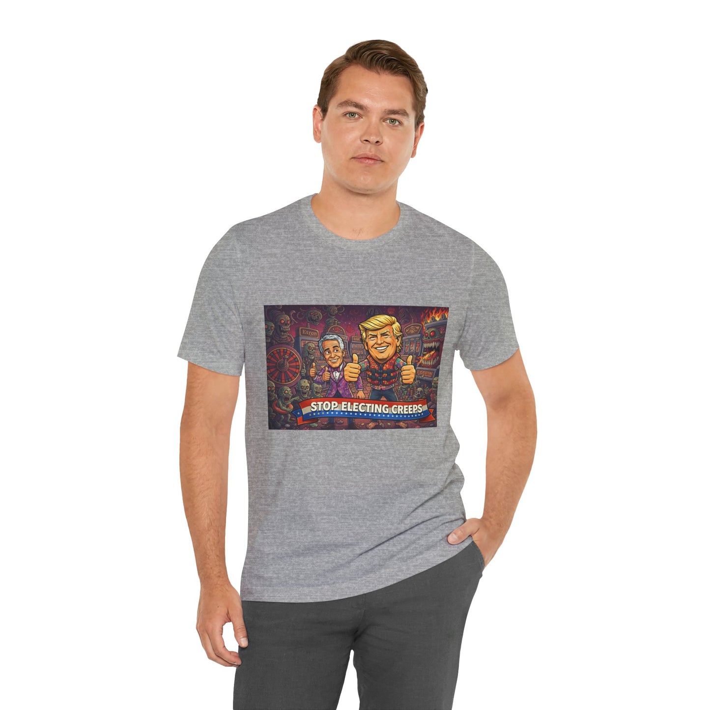 Political Satire Tee — "Stop Electing Creeps" Graphic Shirt