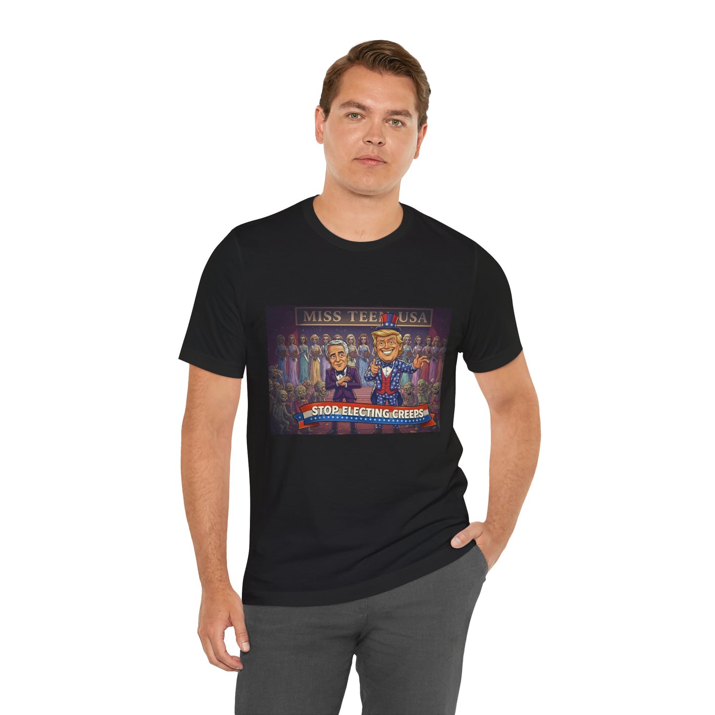 Political Satire Tee – "Stop Electing Creeps" Graphic Shirt
