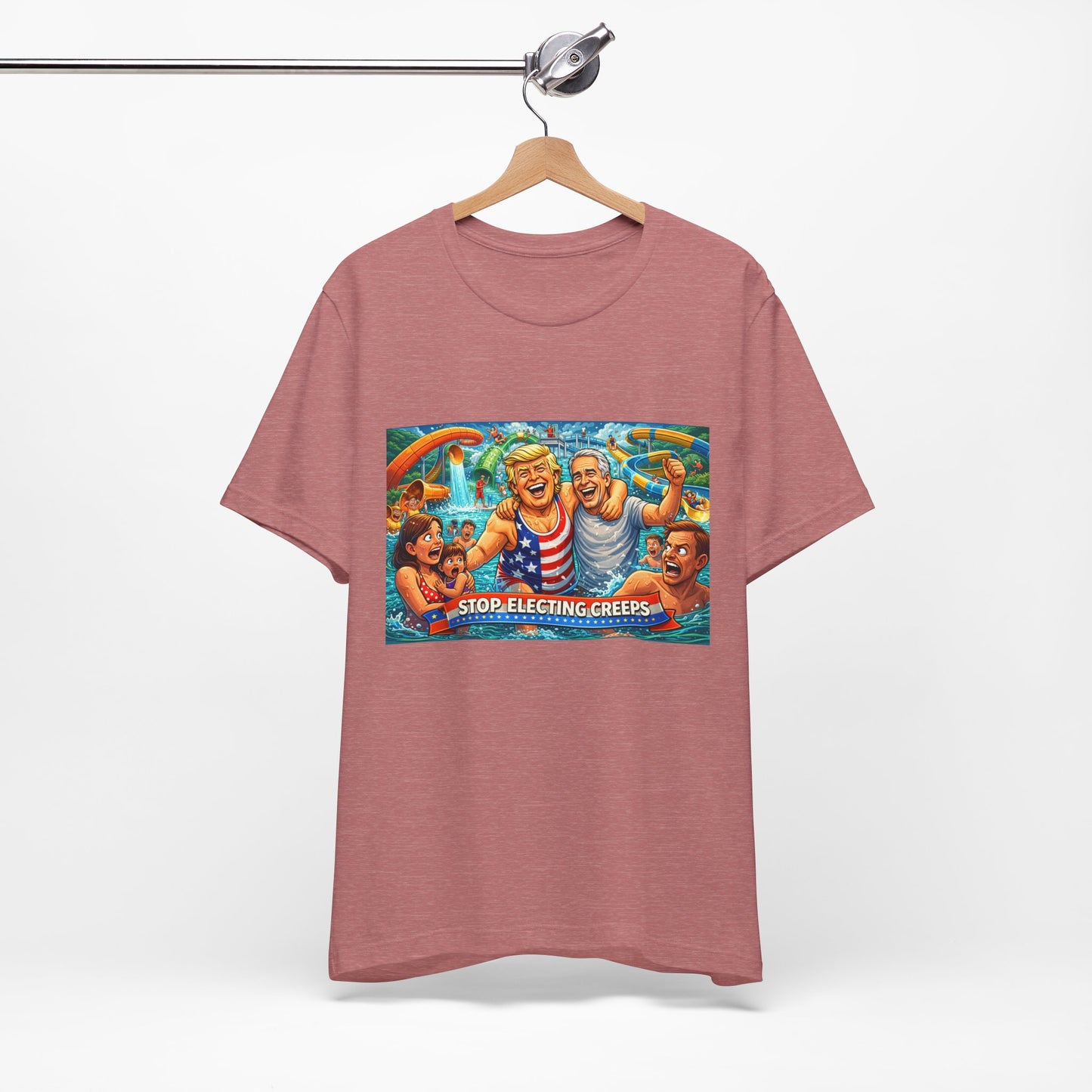 T‑Shirt — "Stop Fleecing Creeps" Beach Party Graphic Tee