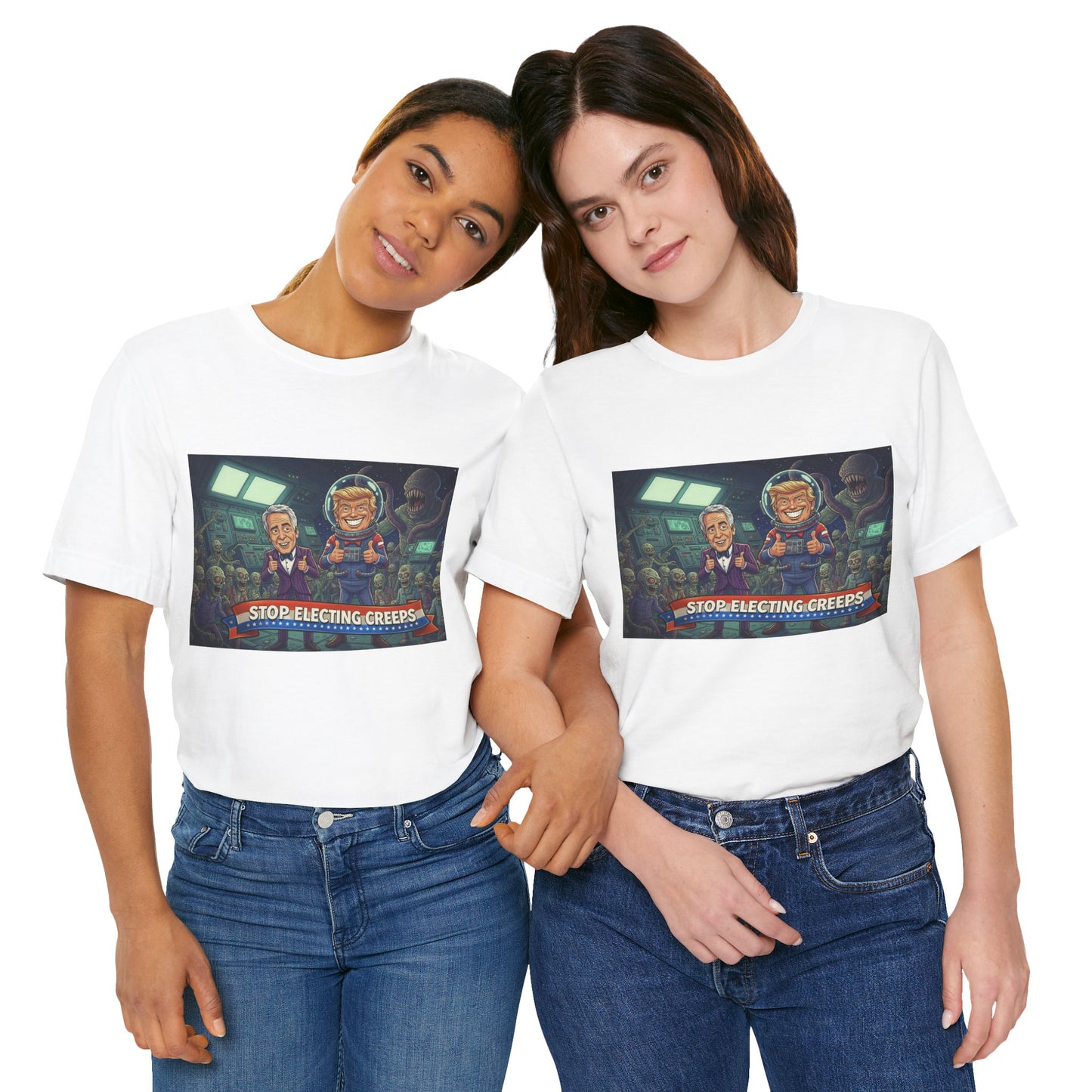 Political Satire Tee — “Stop Electing Creeps” Graphic Shirt