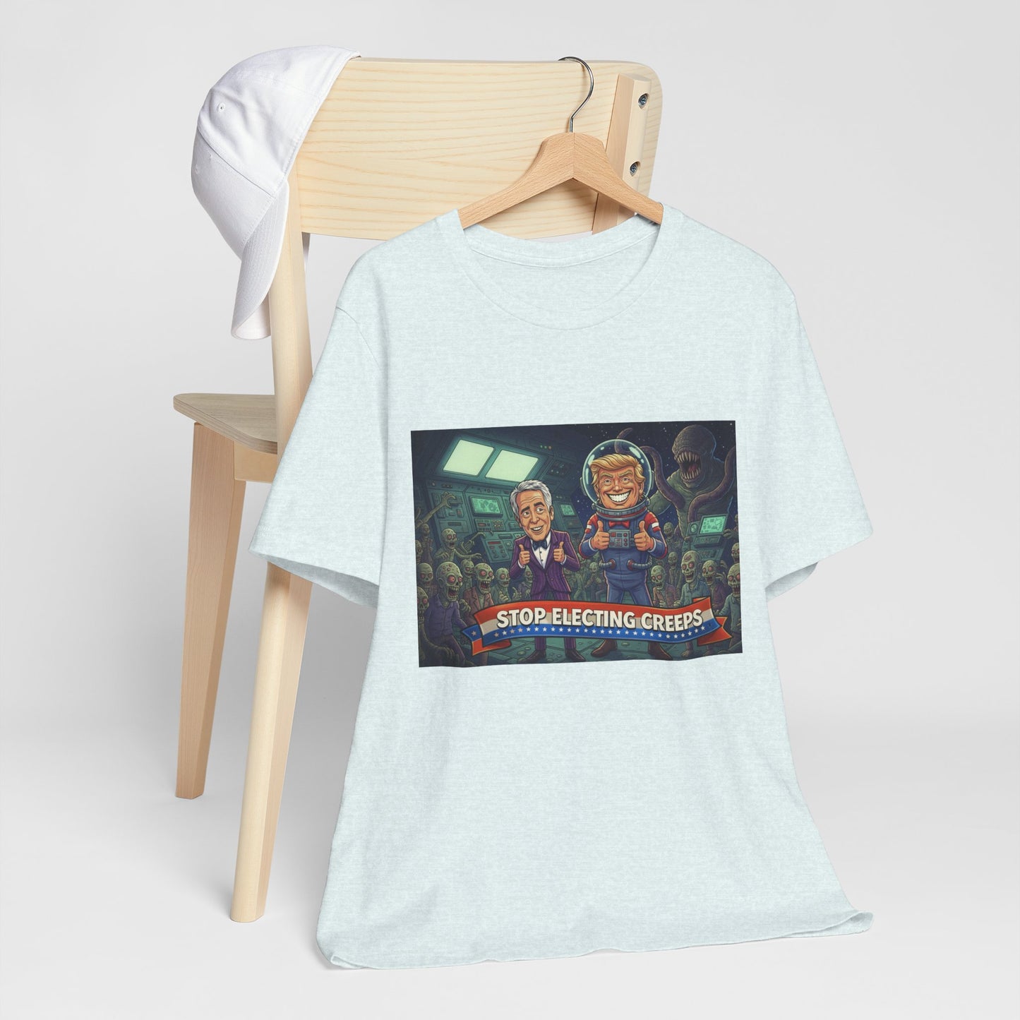 Political Satire Tee — “Stop Electing Creeps” Graphic Shirt