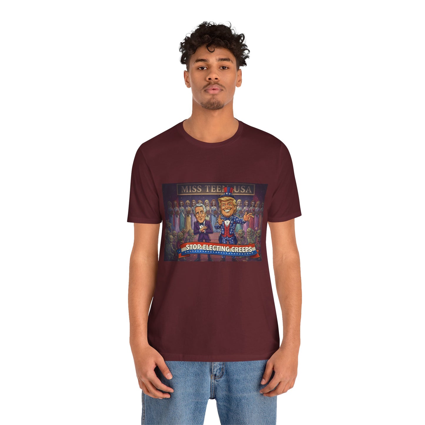 Political Satire Tee – "Stop Electing Creeps" Graphic Shirt