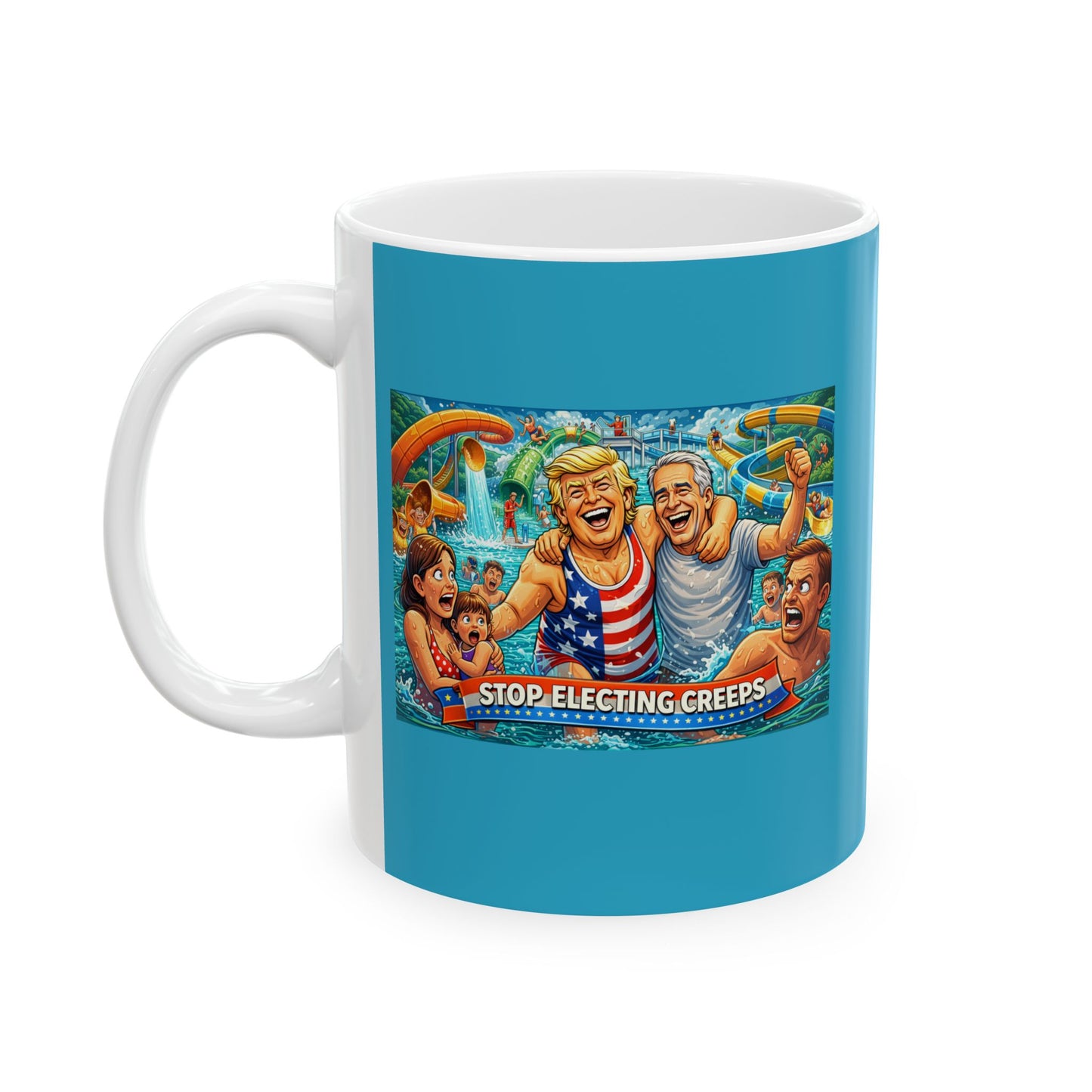 Beach Day Ceramic Mug — Retro Surfing Cartoon Design (11oz & 15oz)