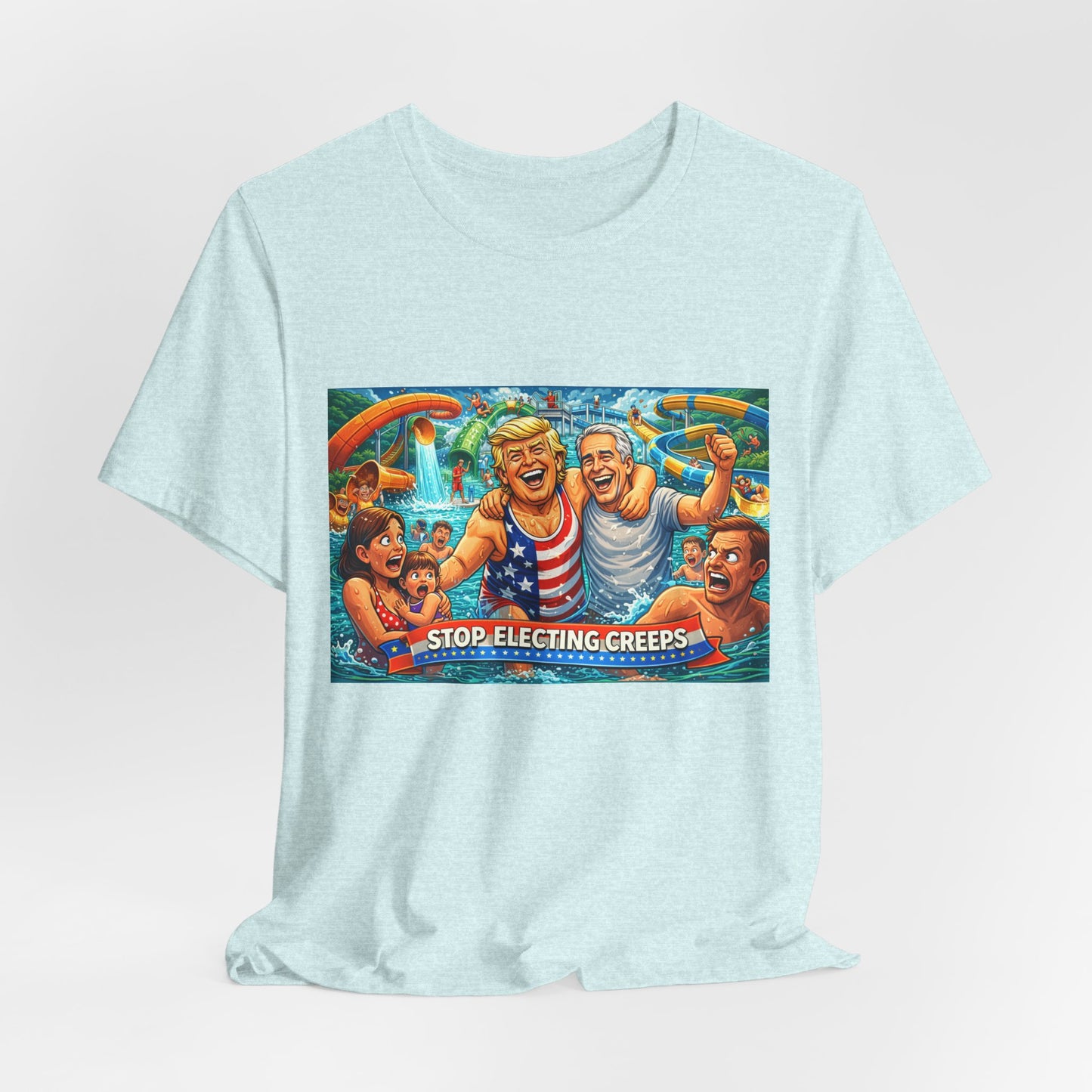 T‑Shirt — "Stop Fleecing Creeps" Beach Party Graphic Tee