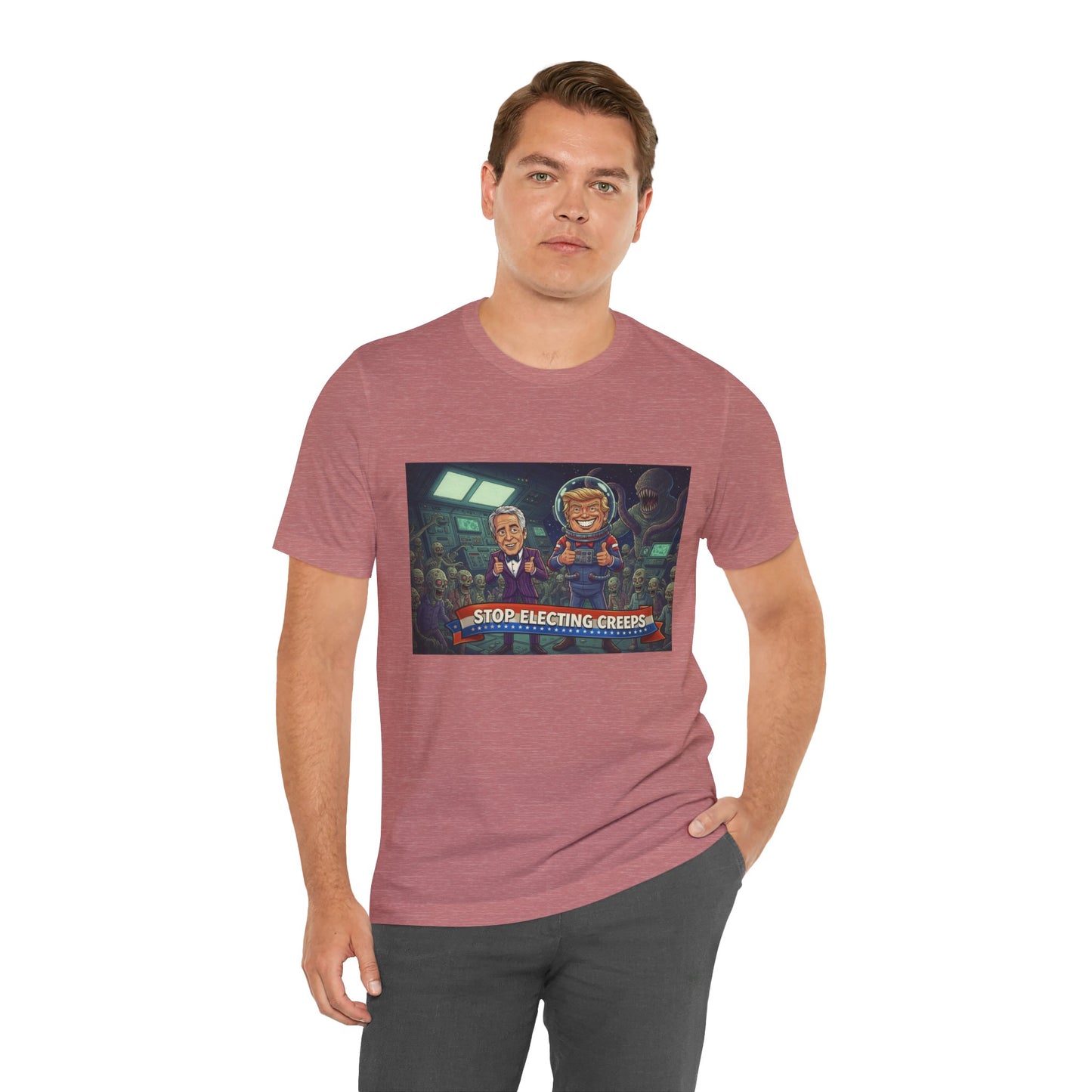 Political Satire Tee — “Stop Electing Creeps” Graphic Shirt