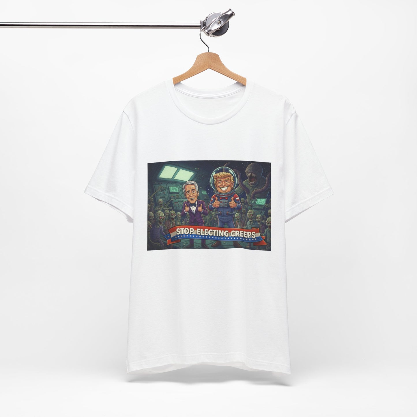 Political Satire Tee — “Stop Electing Creeps” Graphic Shirt