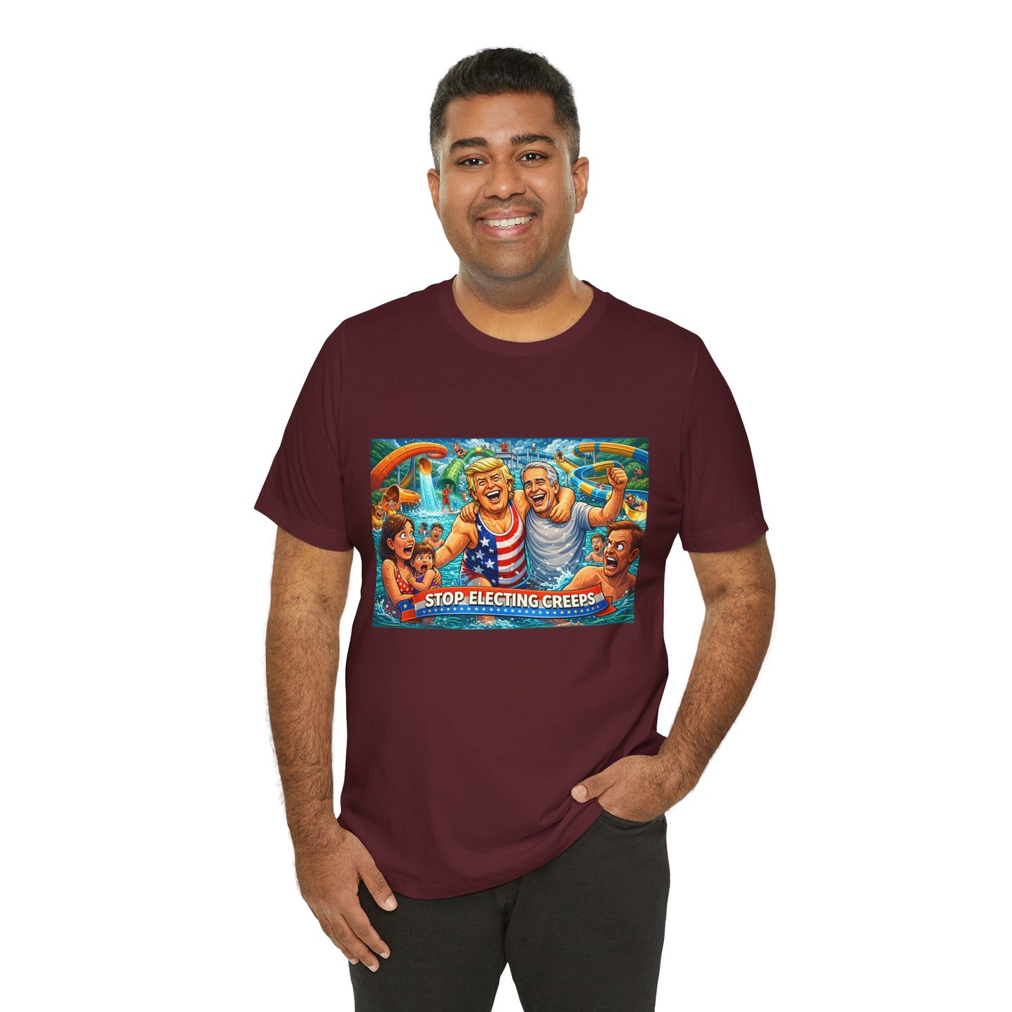 T‑Shirt — "Stop Fleecing Creeps" Beach Party Graphic Tee