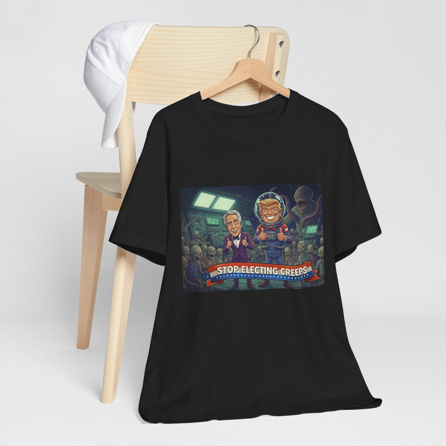 Political Satire Tee — “Stop Electing Creeps” Graphic Shirt