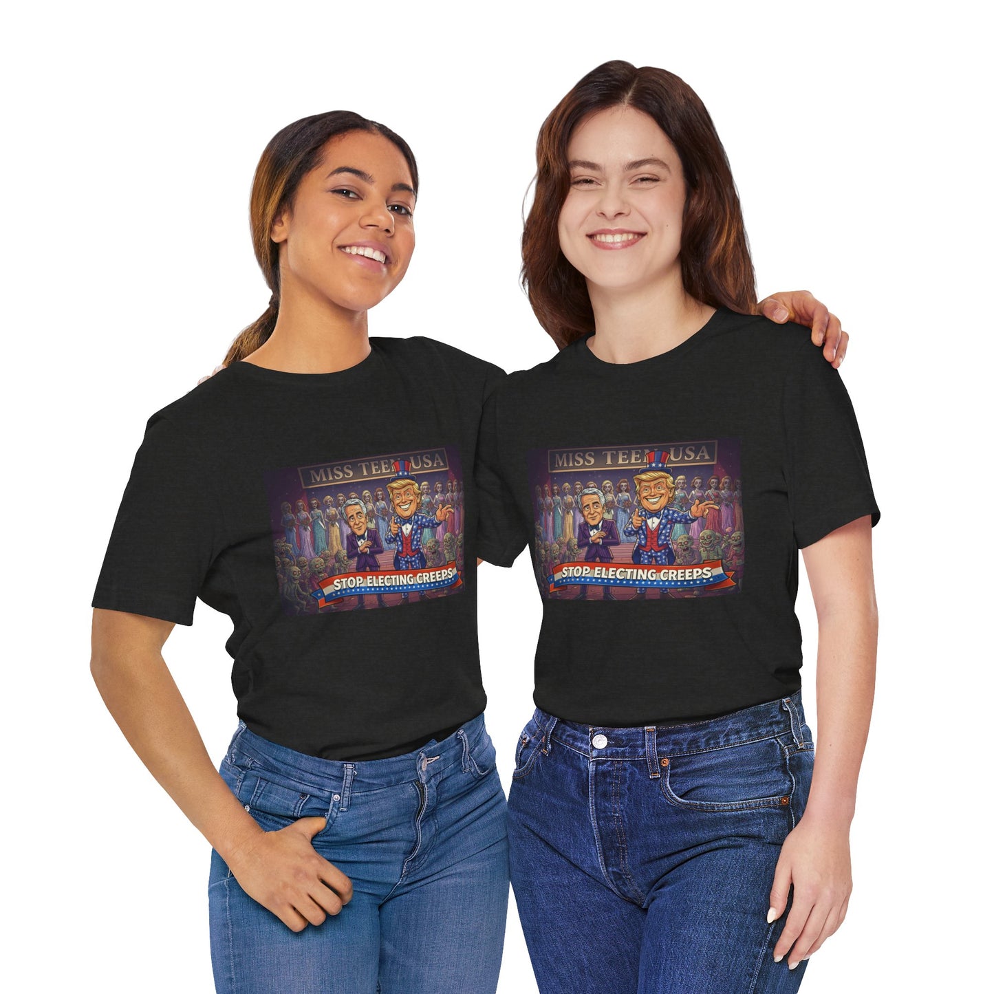 Political Satire Tee – "Stop Electing Creeps" Graphic Shirt