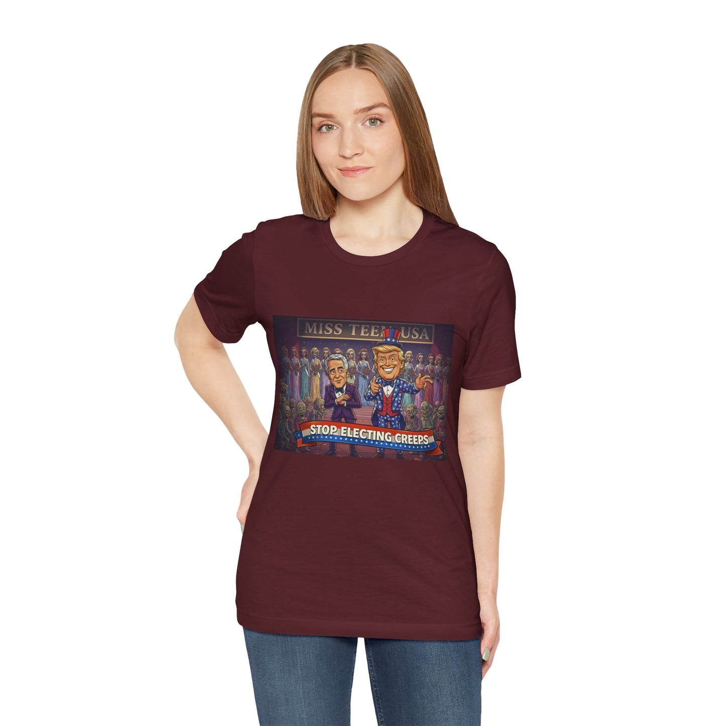 Political Satire Tee – "Stop Electing Creeps" Graphic Shirt
