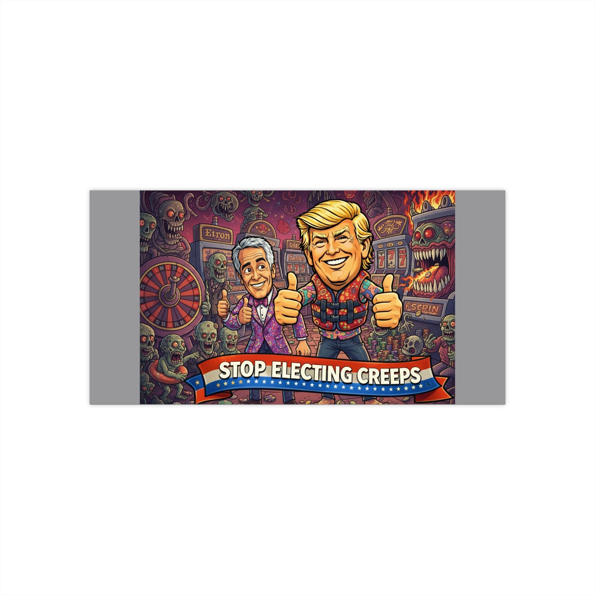 Bumper Sticker — "Stop Electing Creeps" Political Car Decal (Trump Cartoon)