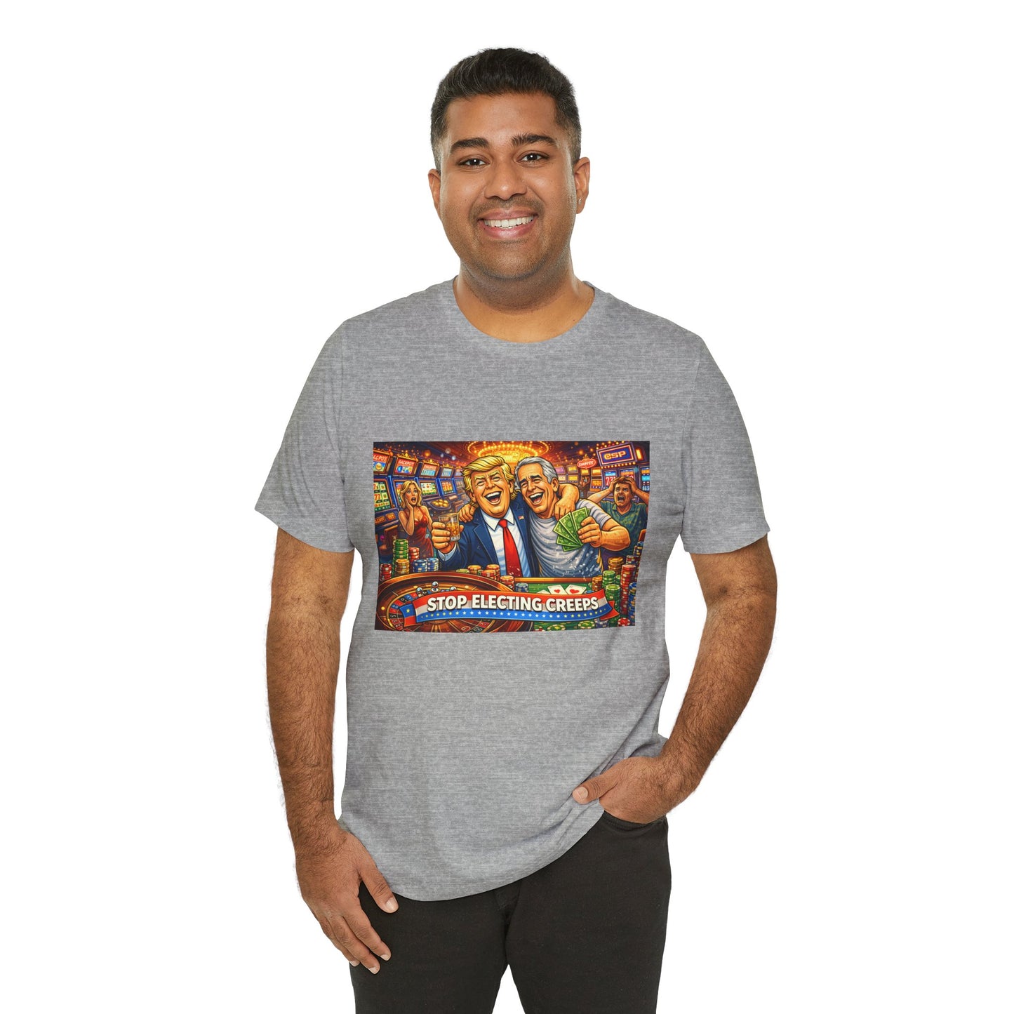 Stop Electing Creeps Graphic Tee — Political Satire T‑Shirt