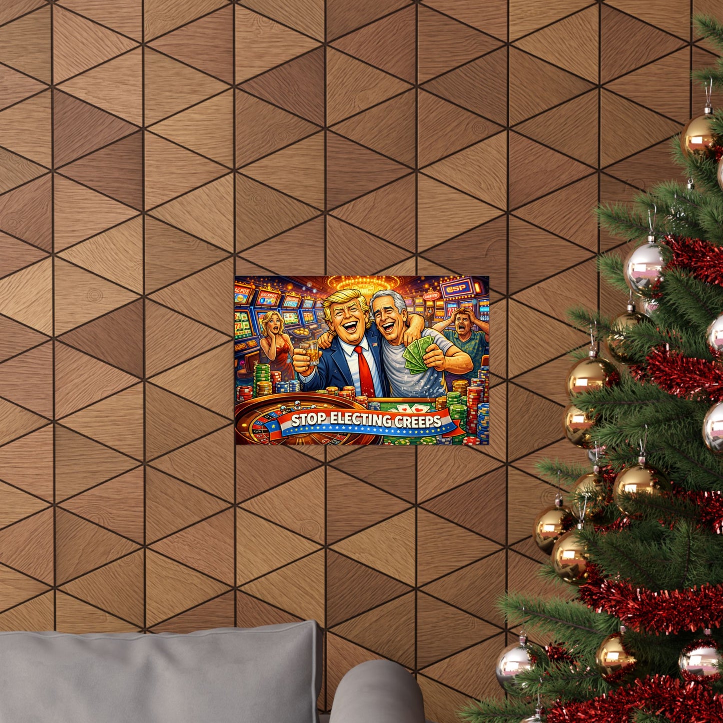 Matte Horizontal Poster — "Stop Electing Creeps" Casino Satire Art Print