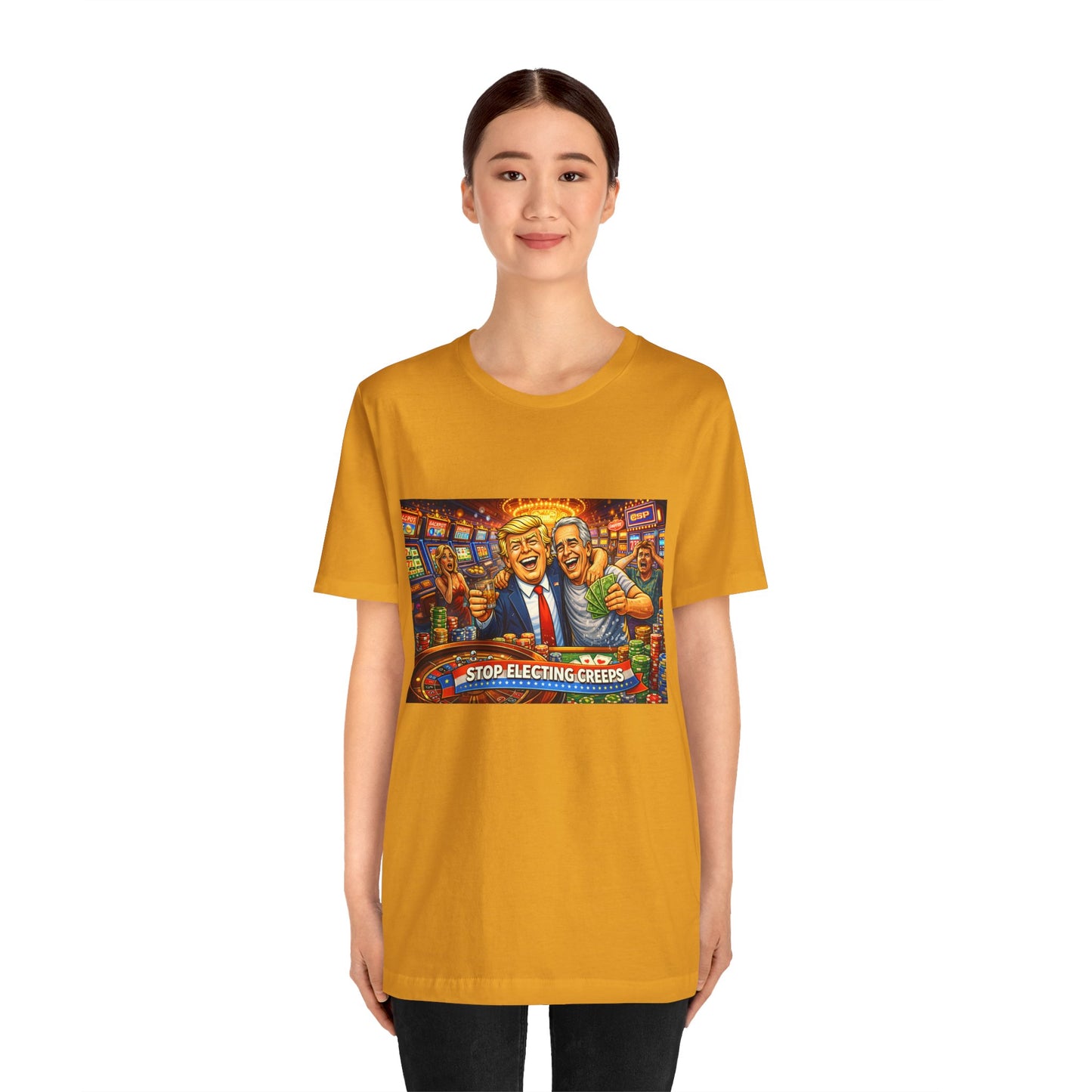 Stop Electing Creeps Graphic Tee — Political Satire T‑Shirt
