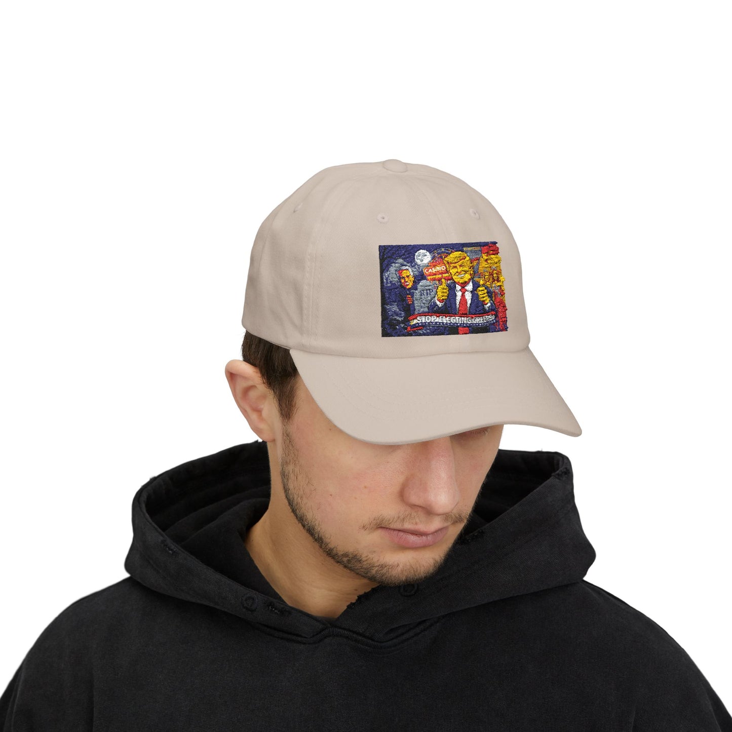 Dad Cap with Pixel Art Political Leader Design