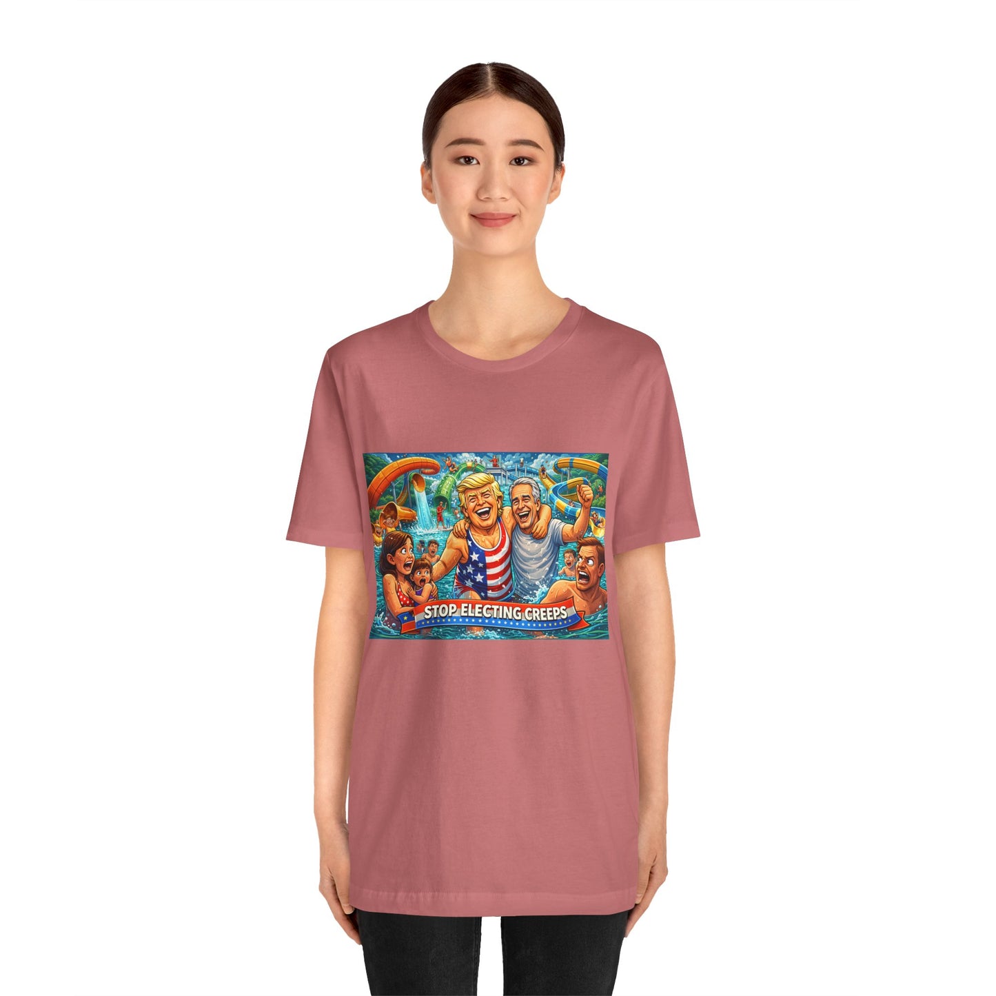 T‑Shirt — "Stop Fleecing Creeps" Beach Party Graphic Tee