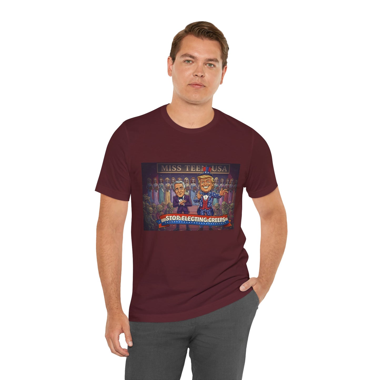 Political Satire Tee – "Stop Electing Creeps" Graphic Shirt