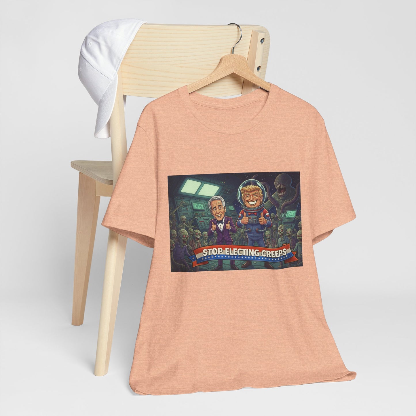 Political Satire Tee — “Stop Electing Creeps” Graphic Shirt