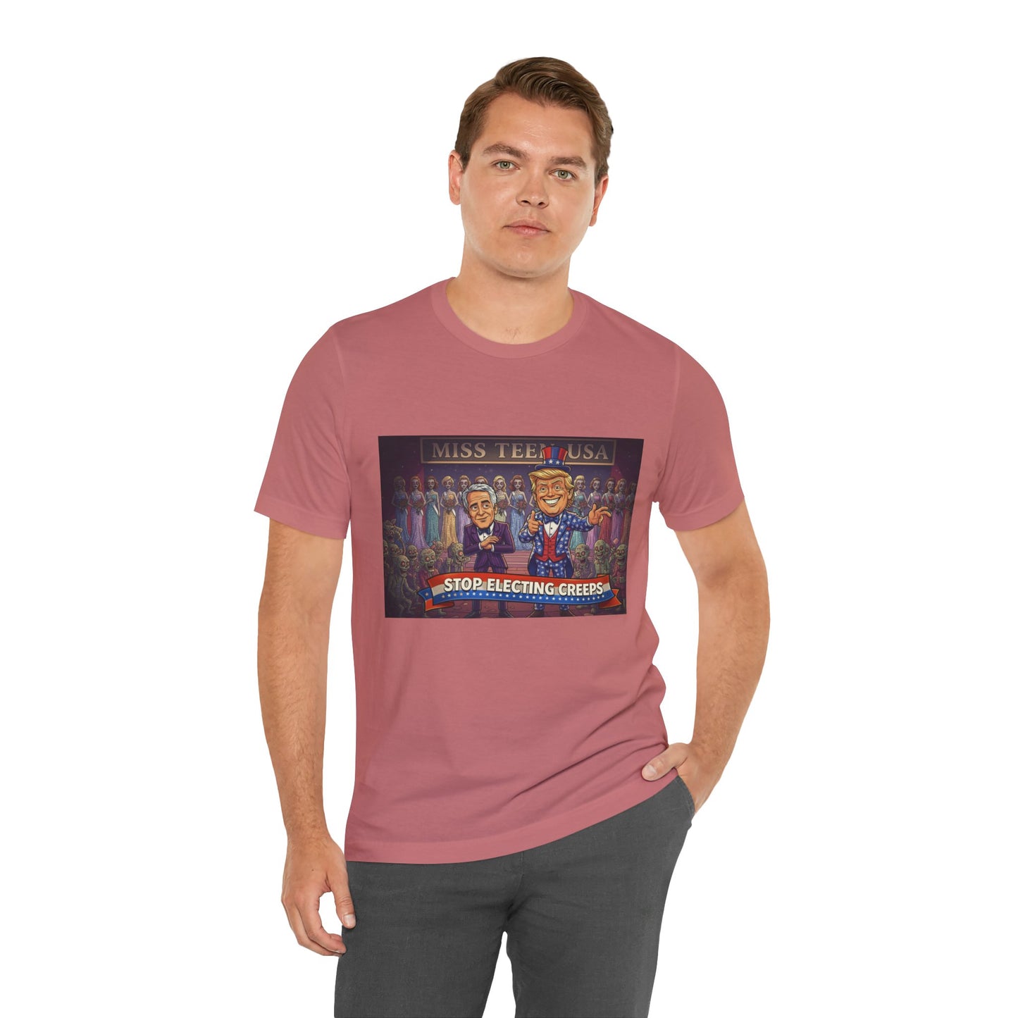 Political Satire Tee – "Stop Electing Creeps" Graphic Shirt