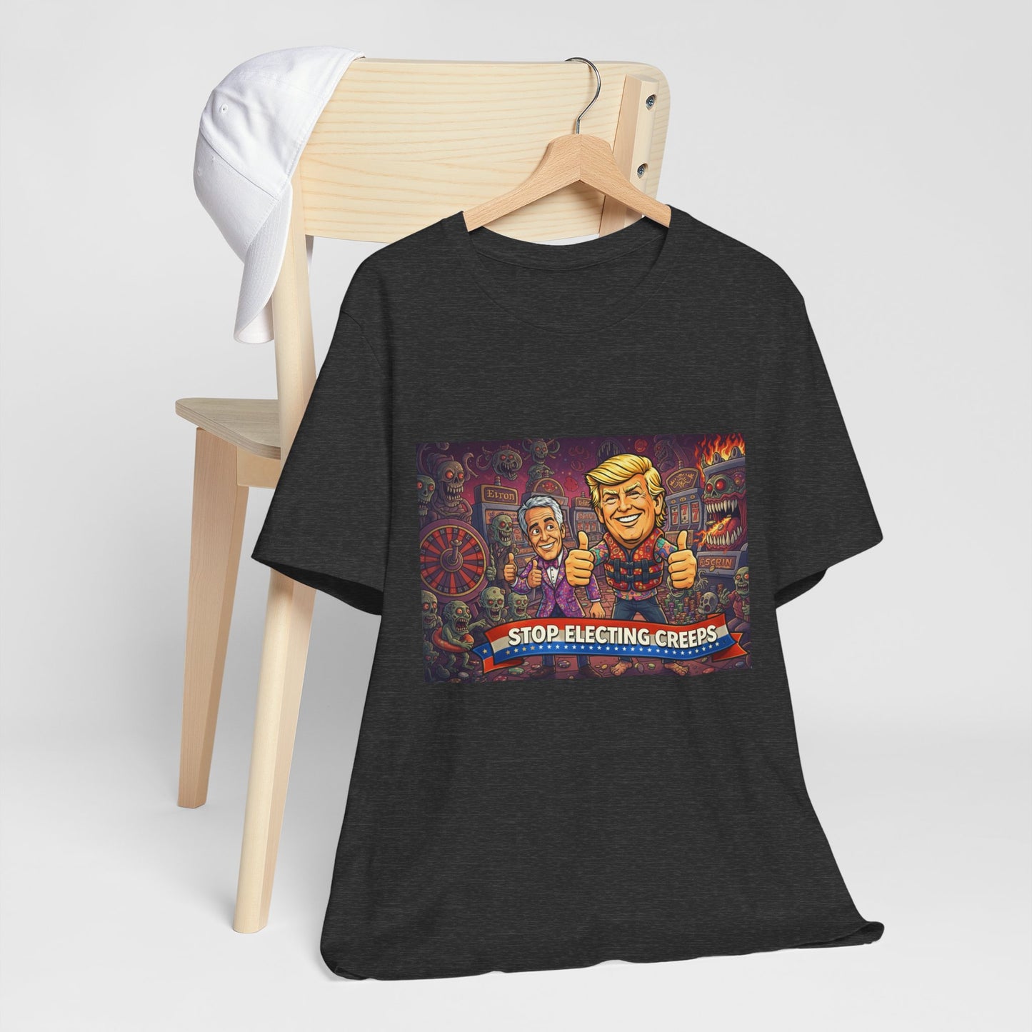 Political Satire Tee — "Stop Electing Creeps" Graphic Shirt