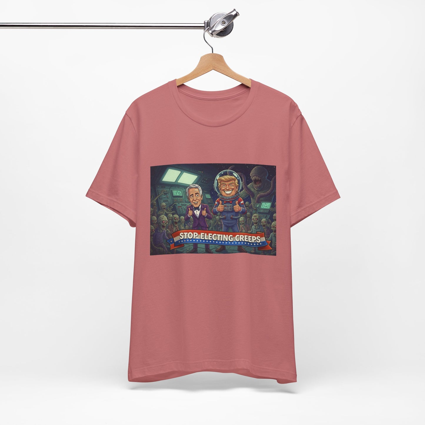 Political Satire Tee — “Stop Electing Creeps” Graphic Shirt