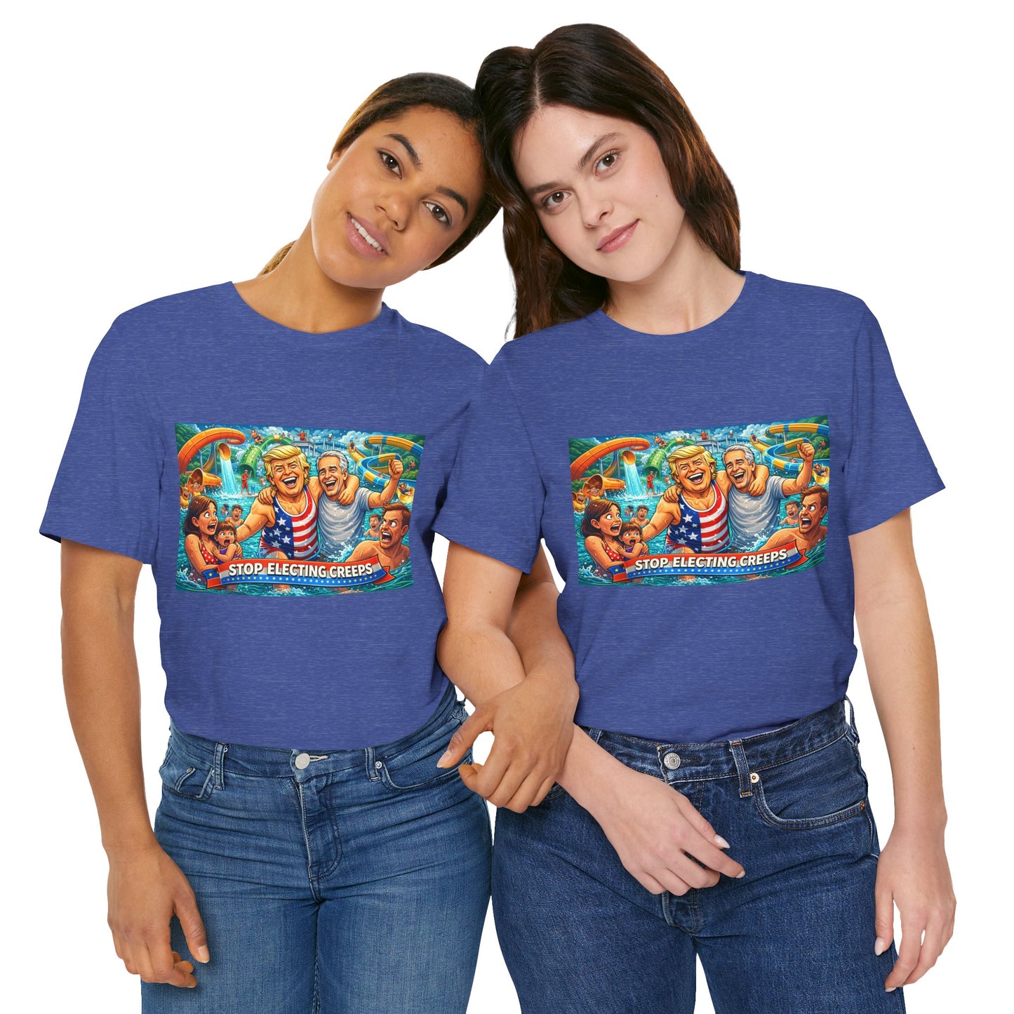 T‑Shirt — "Stop Fleecing Creeps" Beach Party Graphic Tee