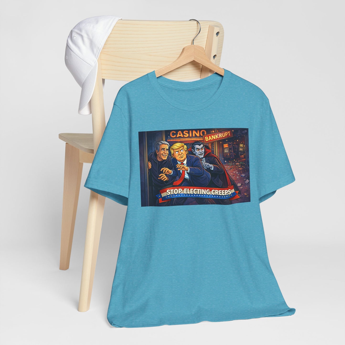 Casino Bankrupt Graphic Tee — "Stop Electing Creeps" Political Satire T‑Shirt