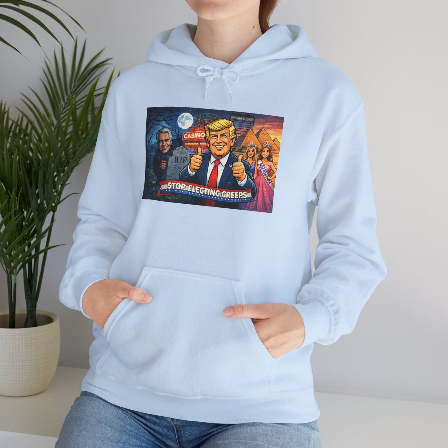 Political Hoodie — 'Make America Grateful' Cartoon Trump & Supporters Graphic Hoodie