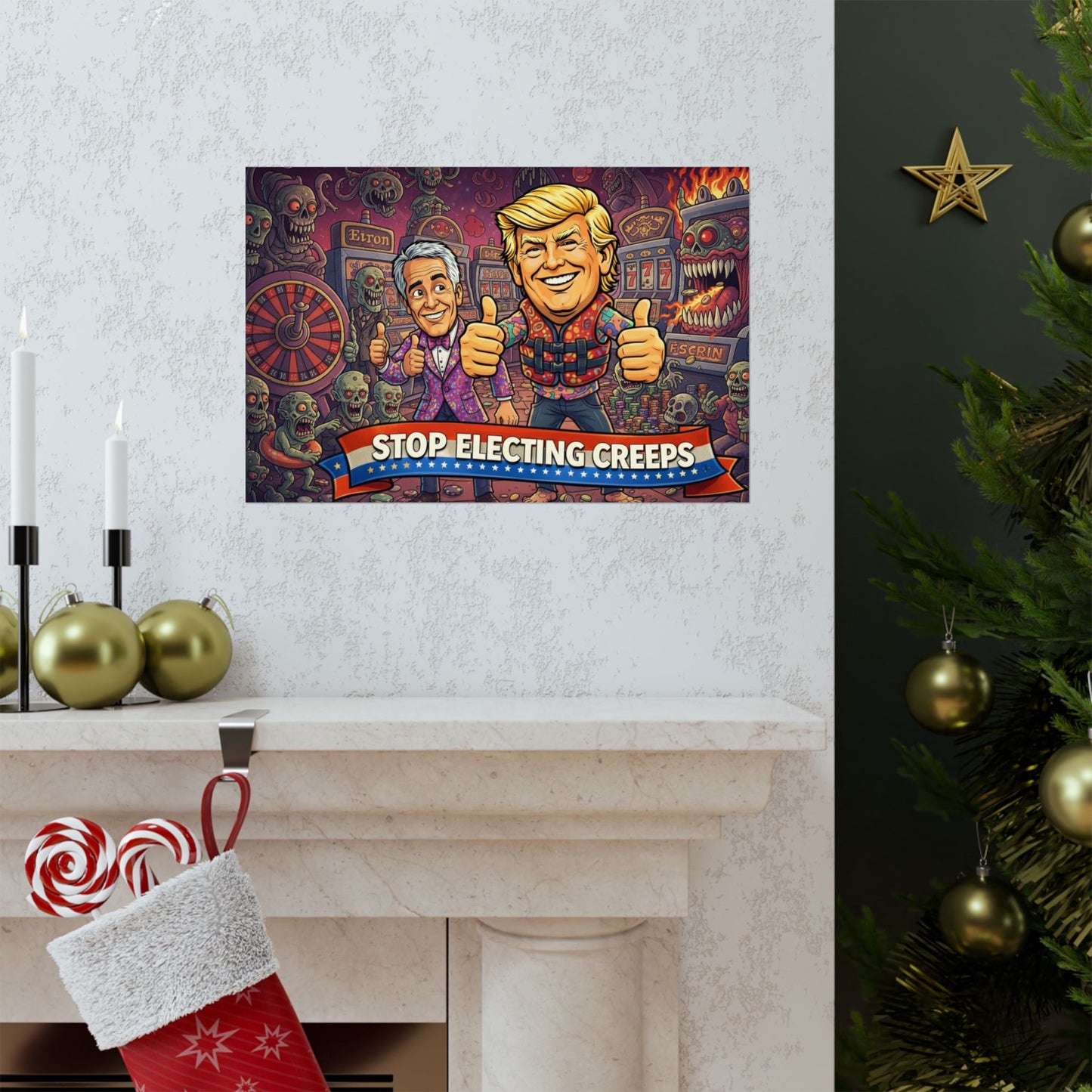 Matte Horizontal Poster — "Stop Electing Creeps" Political Satire Art Print