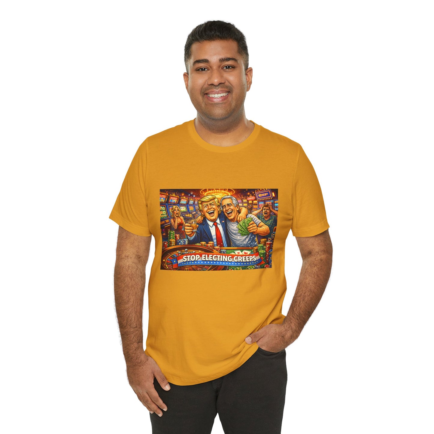 Stop Electing Creeps Graphic Tee — Political Satire T‑Shirt